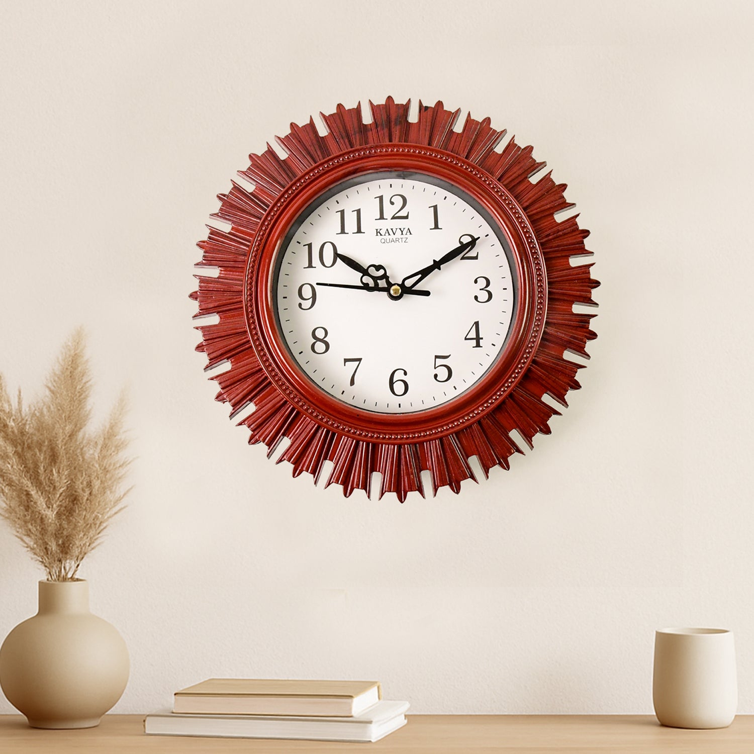 Wall-Clock-01_824792b8-8a93-434a-b3eb-4a39dda60f91.jpg Wooden Look Round Wall Clock – Battery Operated Easy-to-Read Design for Home/Office - Image 1