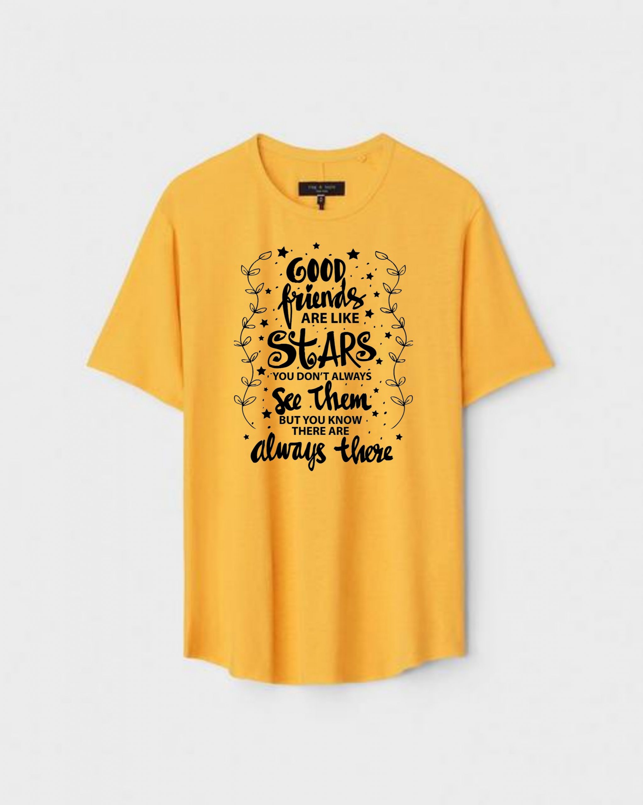 YLW-CTN-A-008-scaled-1.jpg Yellow Unisex DOT KNIT Regular Fit Printed Round Neck T-Shirt - Image 1