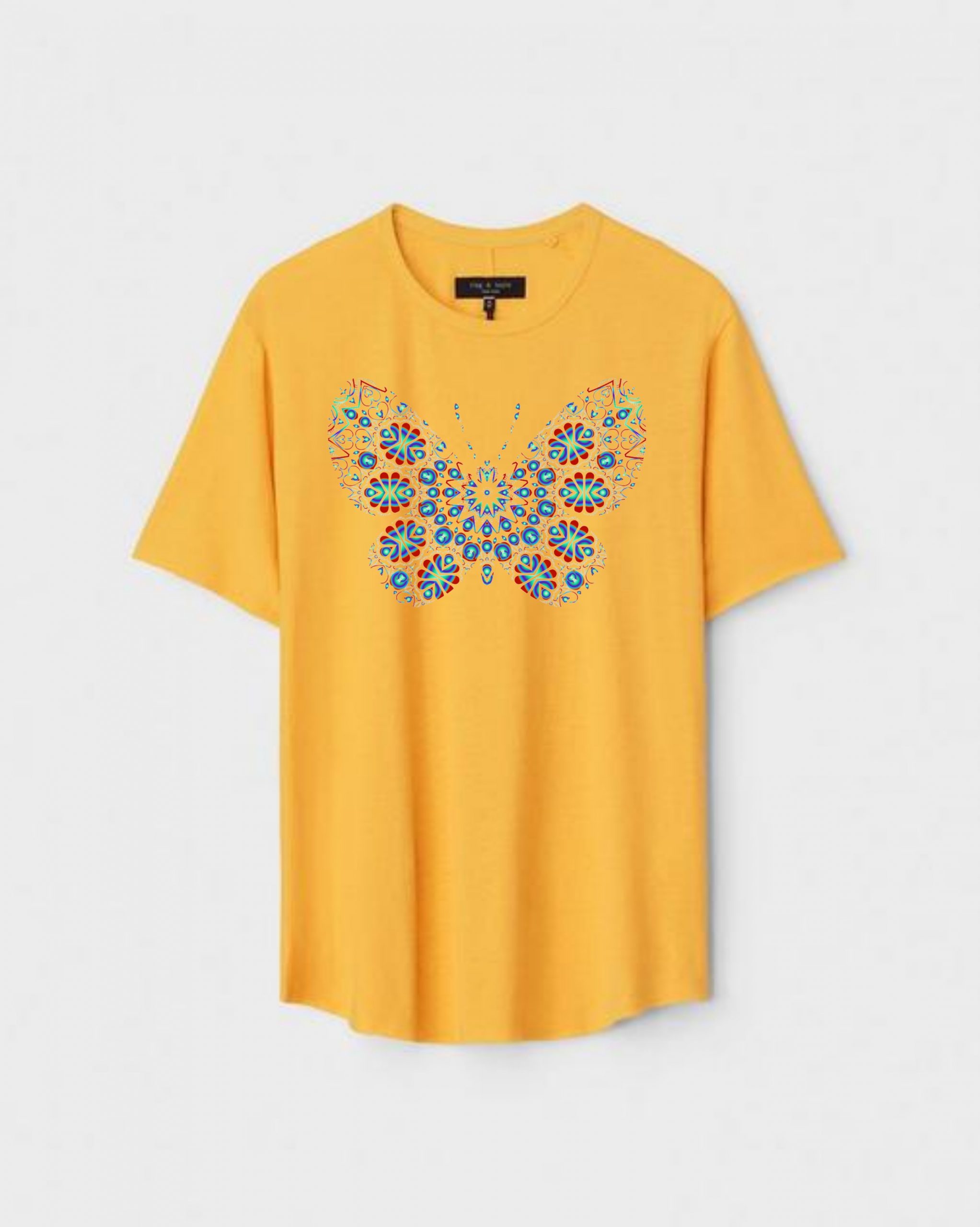 YLW-CTN-B-003-scaled-1.jpg Yellow Unisex Polyster Regular Fit Printed Round Neck T-Shirt - Image 1