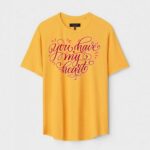 Yellow Unisex DOT KNIT Regular Fit Printed Round Neck T-Shirt