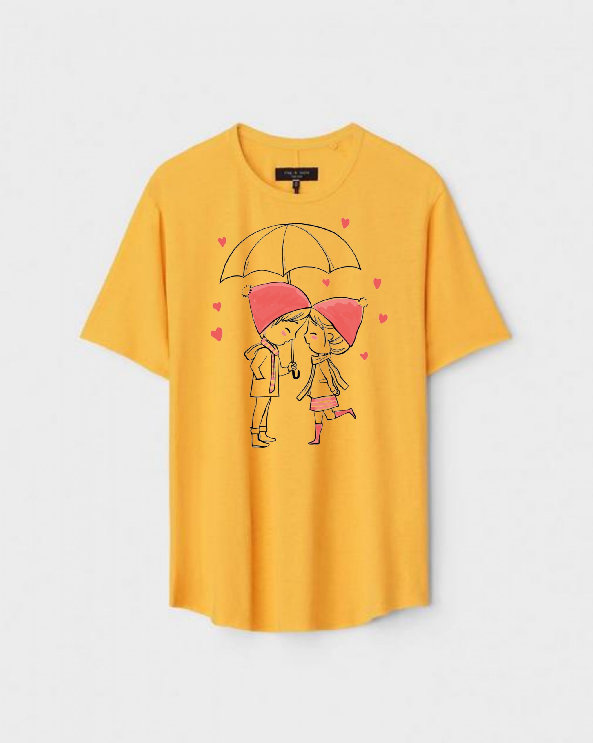 YLW-CTN-C-002-scaled-1.jpg Yellow Unisex Cotton Regular Fit Printed Round Neck T-Shirt - Image 1