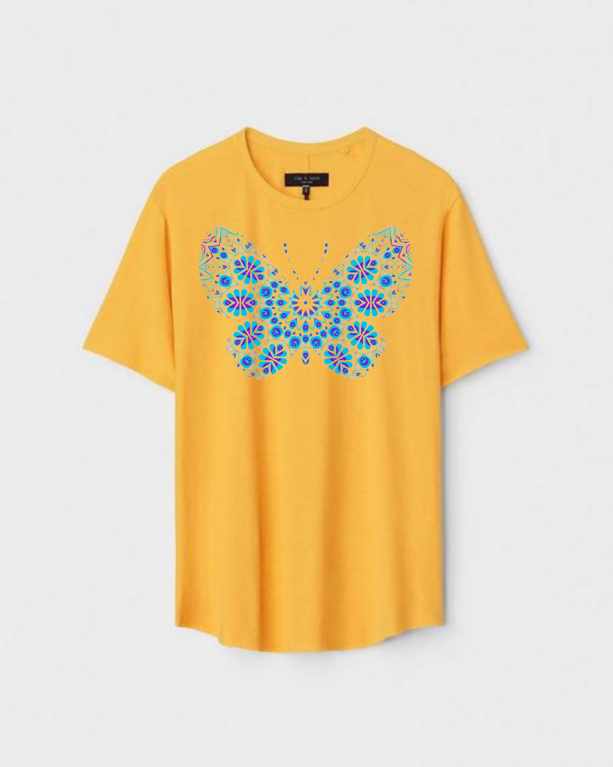 YLW-CTN-C-004-scaled-1.jpg Yellow Unisex DOT KNIT Regular Fit Printed Round Neck T-Shirt - Image 1