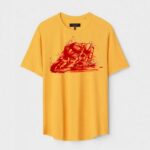 Yellow Unisex DOT KNIT Regular Fit Printed Round Neck T-Shirt