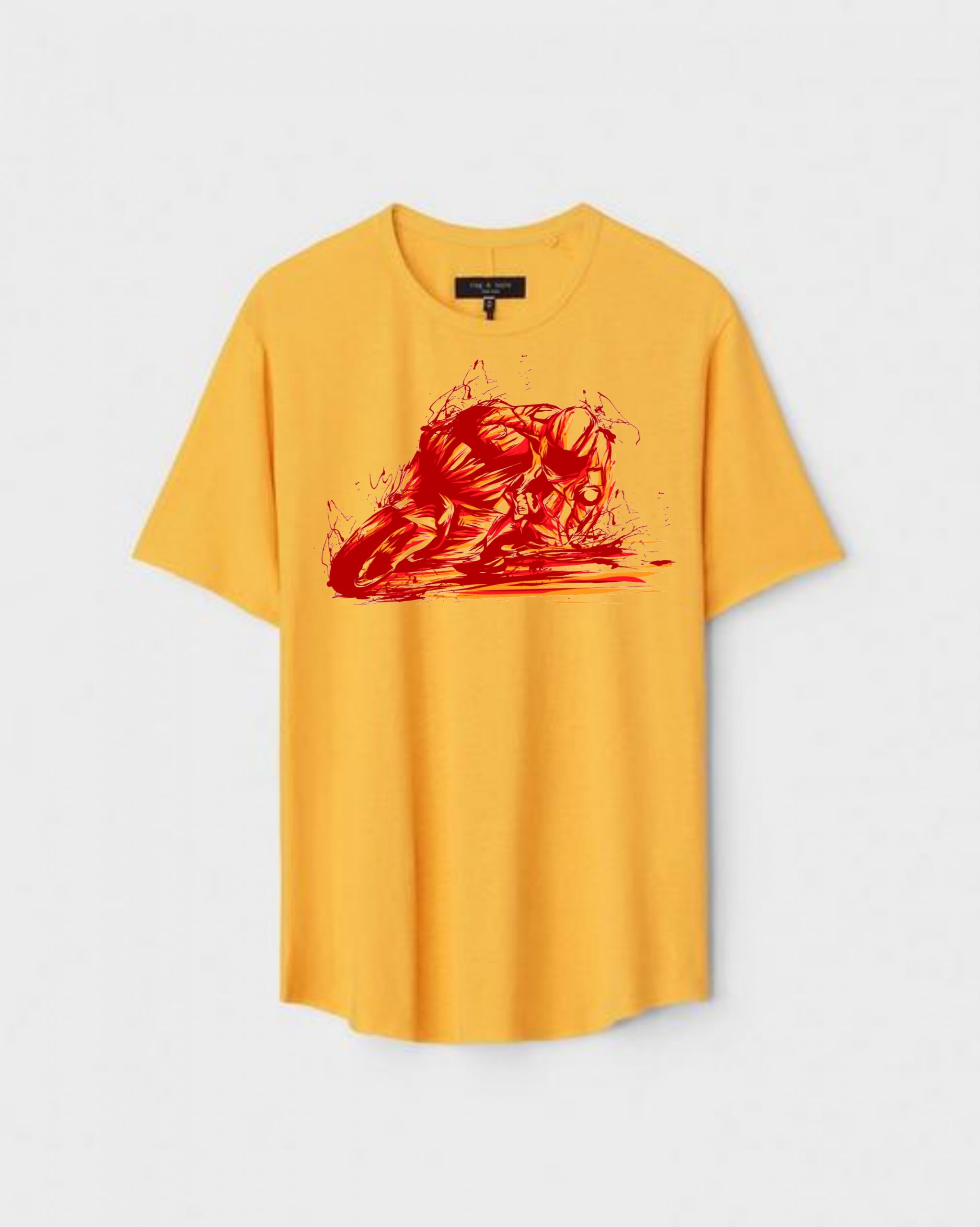 YLW-CTN-C-006-scaled-1.jpg Yellow Unisex Cotton Regular Fit Printed Round Neck T-Shirt - Image 1