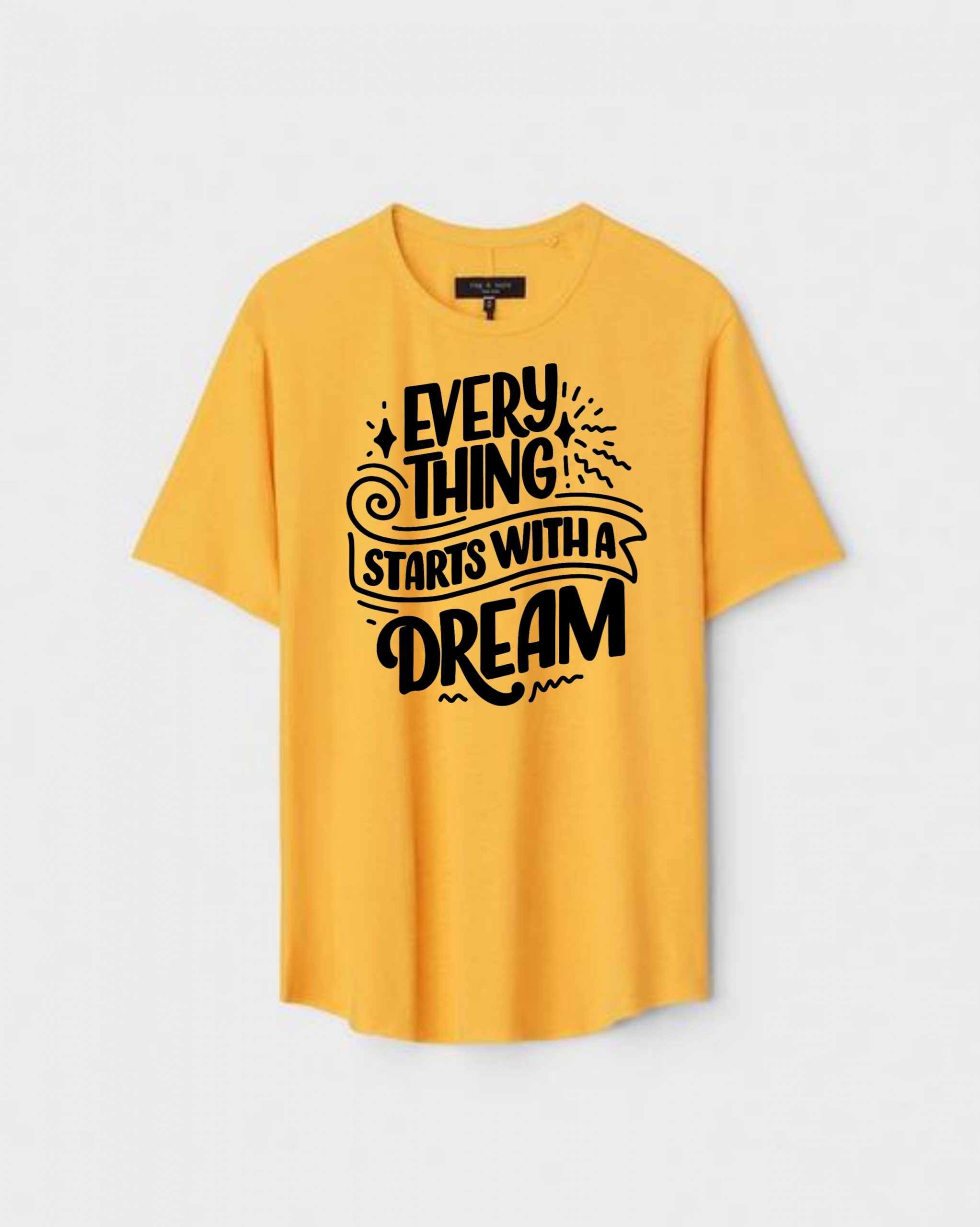 YLW-CTN-C-007-scaled-1.jpg Yellow Unisex DOT KNIT Regular Fit Printed Round Neck T-Shirt - Image 1