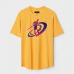 Yellow Unisex DOT KNIT Regular Fit Printed Round Neck T-Shirt