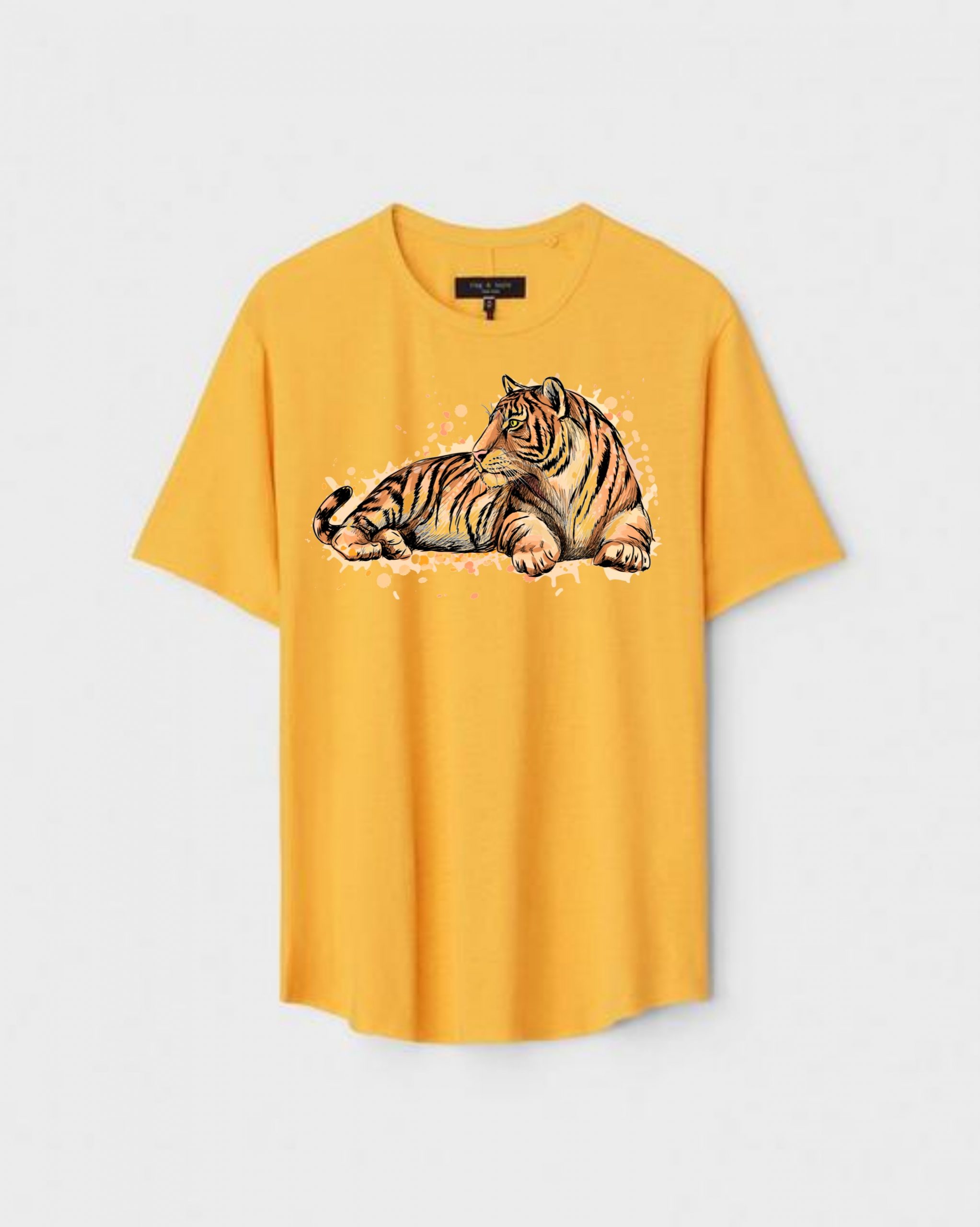 YLW-CTN-D-001-scaled-1.jpg Yellow Unisex Cotton Regular Fit Printed Round Neck T-Shirt - Image 1