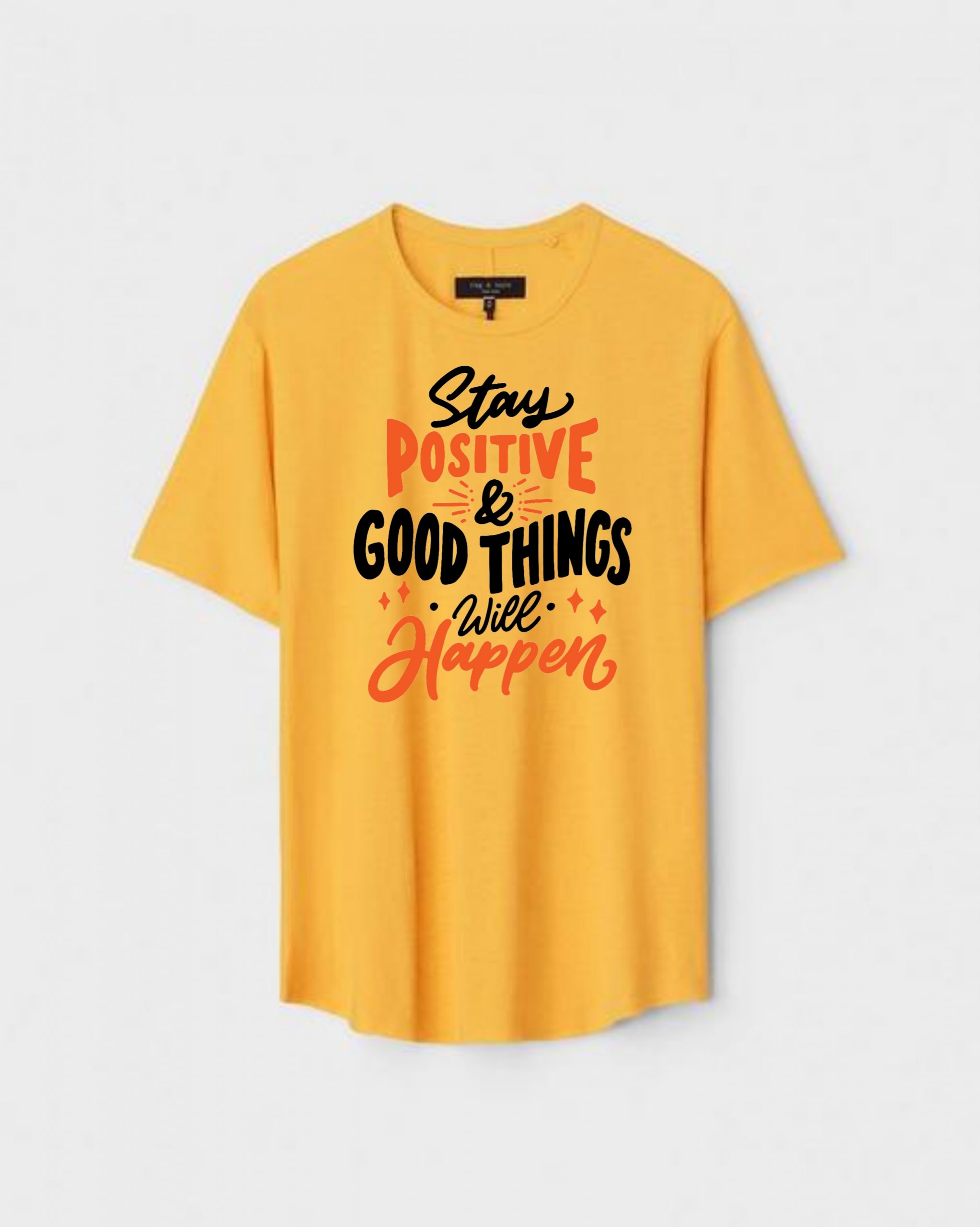 YLW-CTN-D-008-scaled-1.jpg Yellow Unisex Cotton Regular Fit Printed Round Neck T-Shirt - Image 1