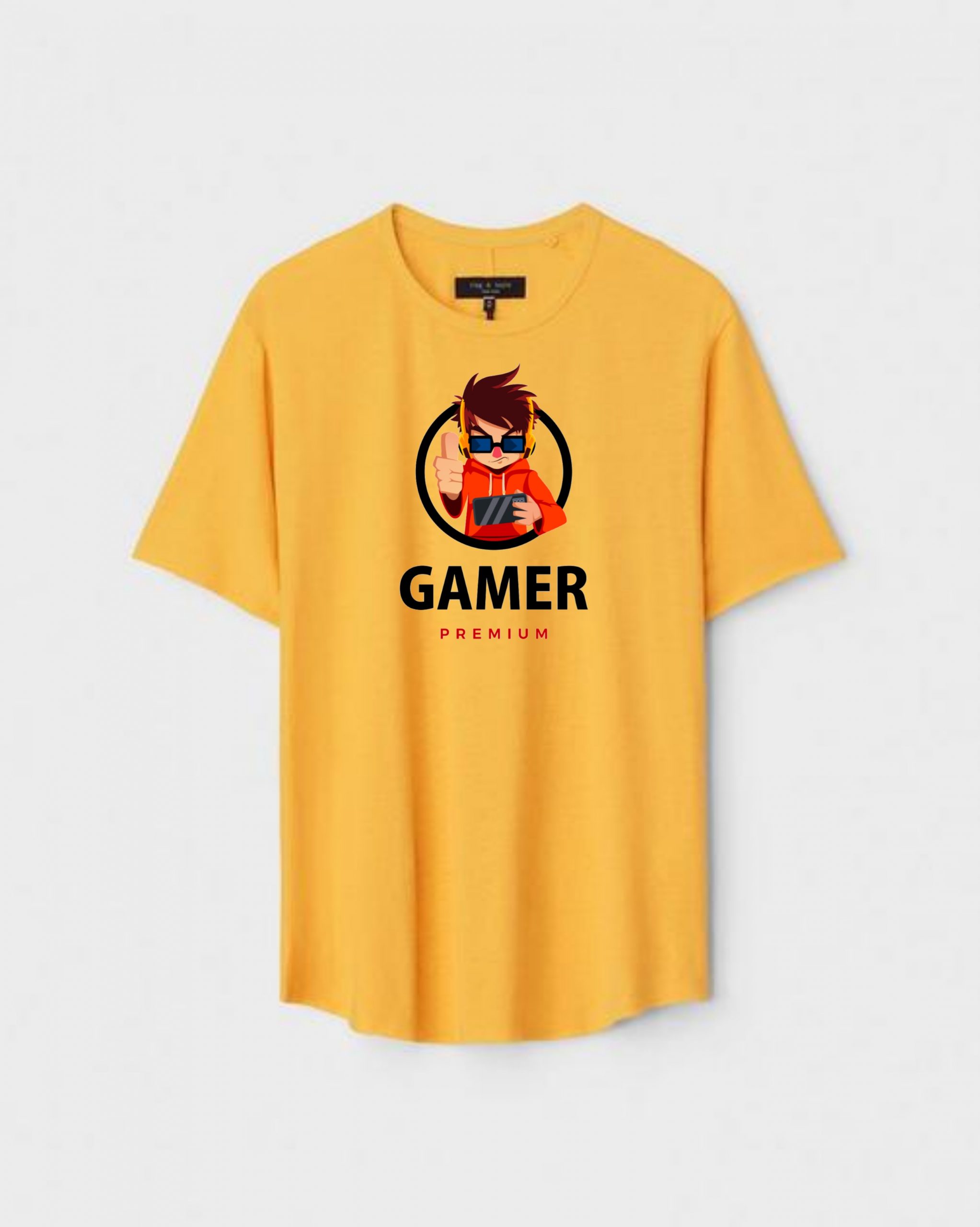 YLW-CTN-H-009-scaled-1.jpg Yellow Unisex Polyster Regular Fit Printed Round Neck T-Shirt - Image 1