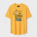Yellow Unisex Polyster Regular Fit Printed Round Neck T-Shirt