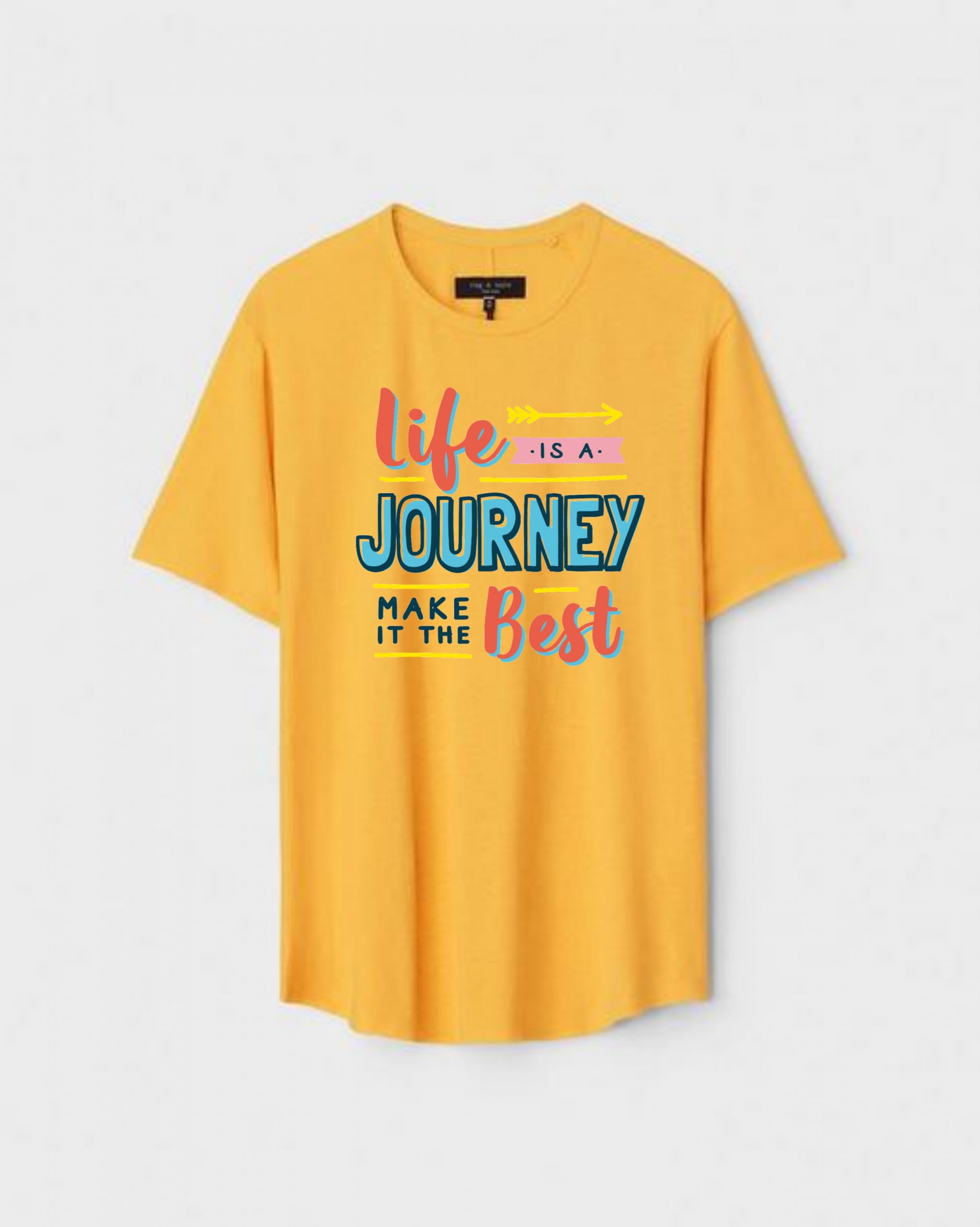 YLW-CTN-J-002-scaled-1.jpg Yellow Unisex Polyster Regular Fit Printed Round Neck T-Shirt - Image 1