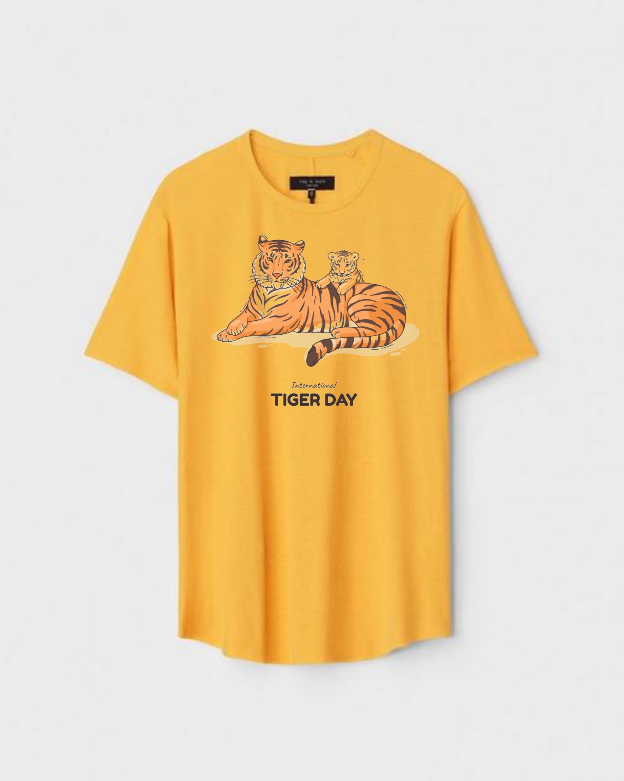 YLW-CTN-J-003-scaled-1.jpg Yellow Unisex Polyster Regular Fit Printed Round Neck T-Shirt - Image 1
