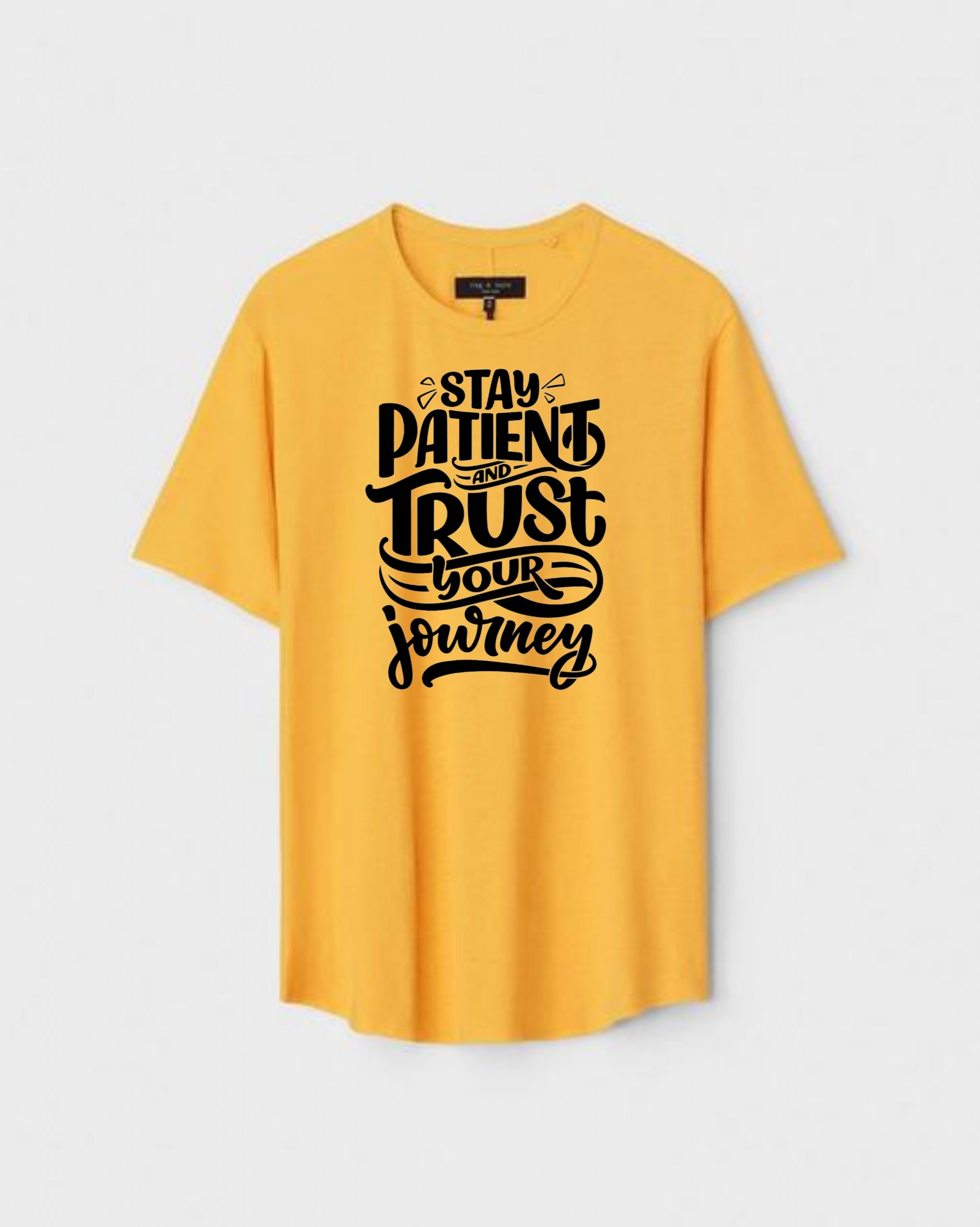 YLW-CTN-J-007-scaled-1.jpg Yellow Unisex Polyster Regular Fit Printed Round Neck T-Shirt - Image 1