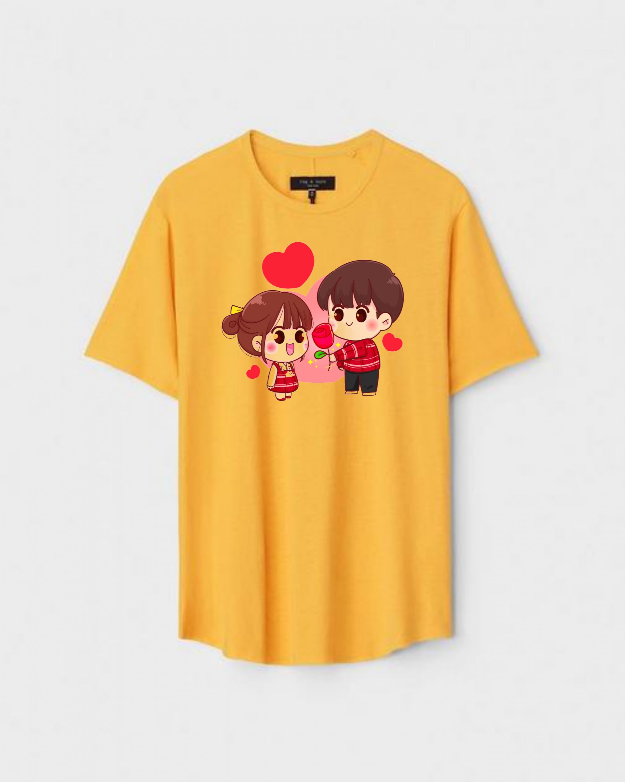 YLW-CTN-K-003-scaled-1.jpg Yellow Unisex Polyster Regular Fit Printed Round Neck T-Shirt - Image 1