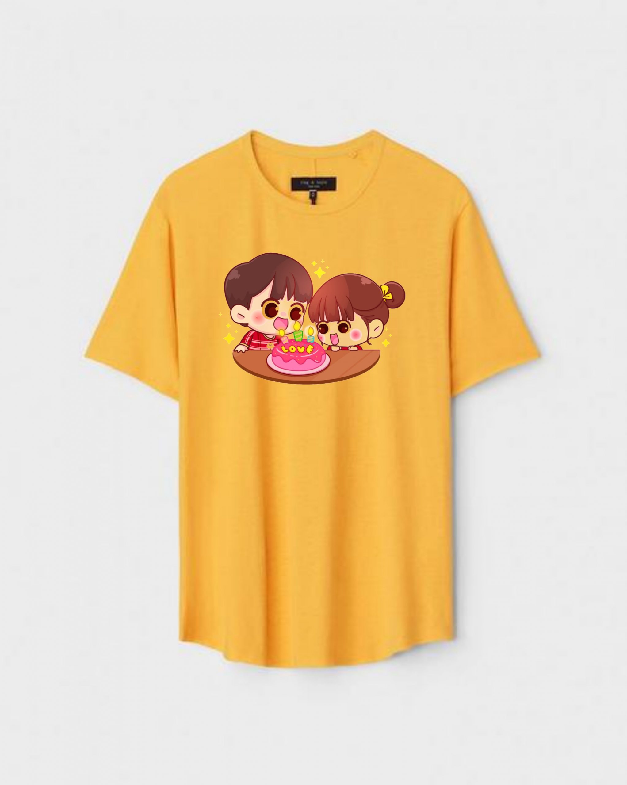 YLW-CTN-K-005-scaled-1.jpg Yellow Unisex Polyster Regular Fit Printed Round Neck T-Shirt - Image 1