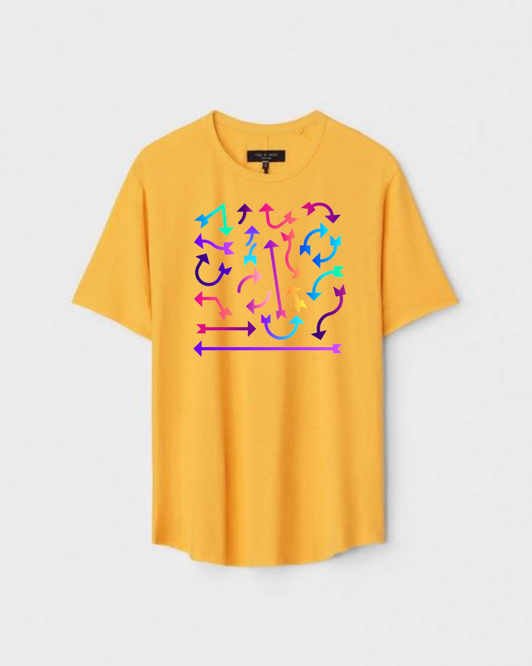 YLW-CTN-M-002-scaled-1.jpg Yellow Unisex Polyster Regular Fit Printed Round Neck T-Shirt - Image 1