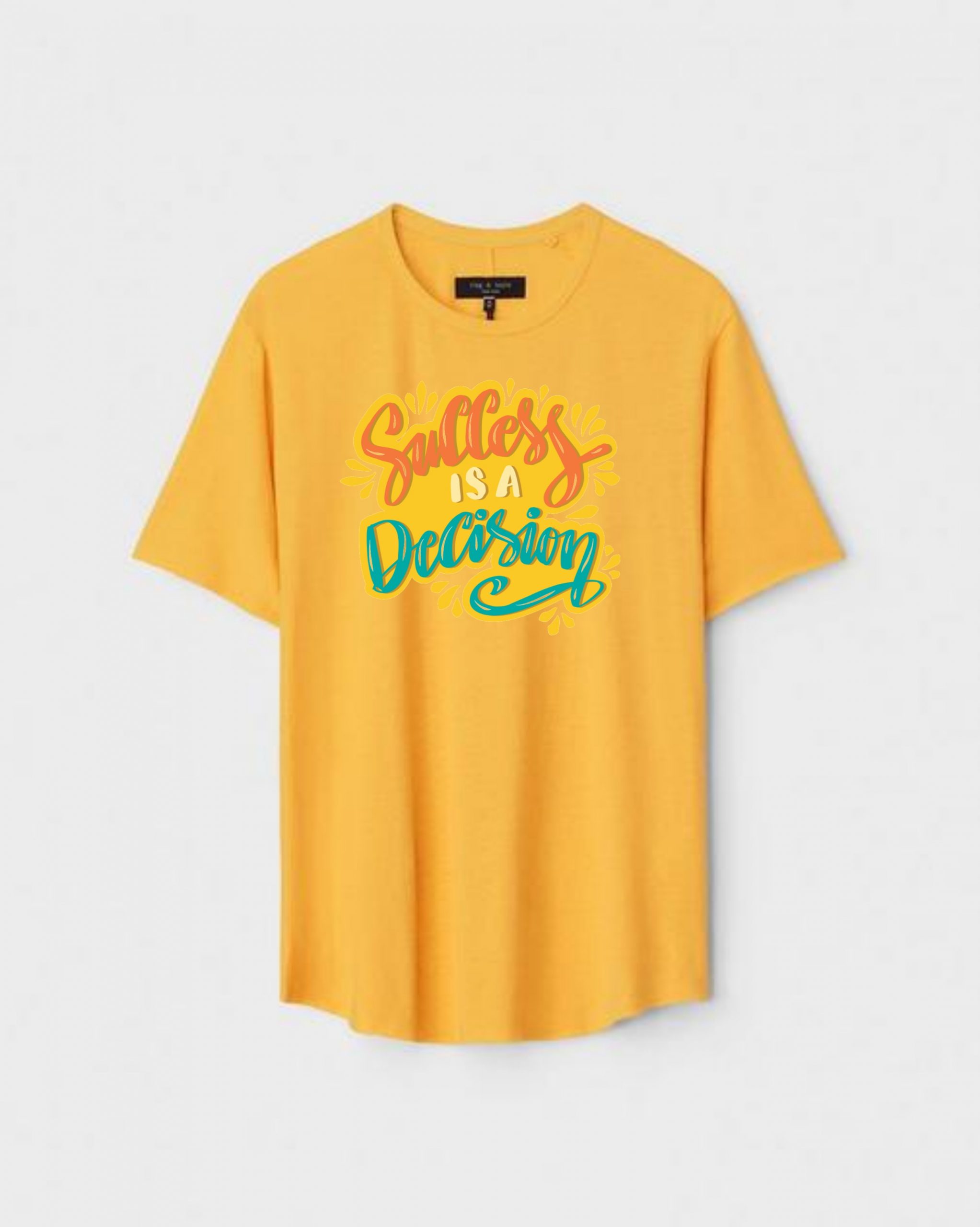 YLW-CTN-M-006-scaled-1.jpg Yellow Unisex Polyster Regular Fit Printed Round Neck T-Shirt - Image 1