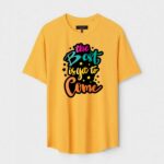 Yellow Unisex Polyster Regular Fit Printed Round Neck T-Shirt