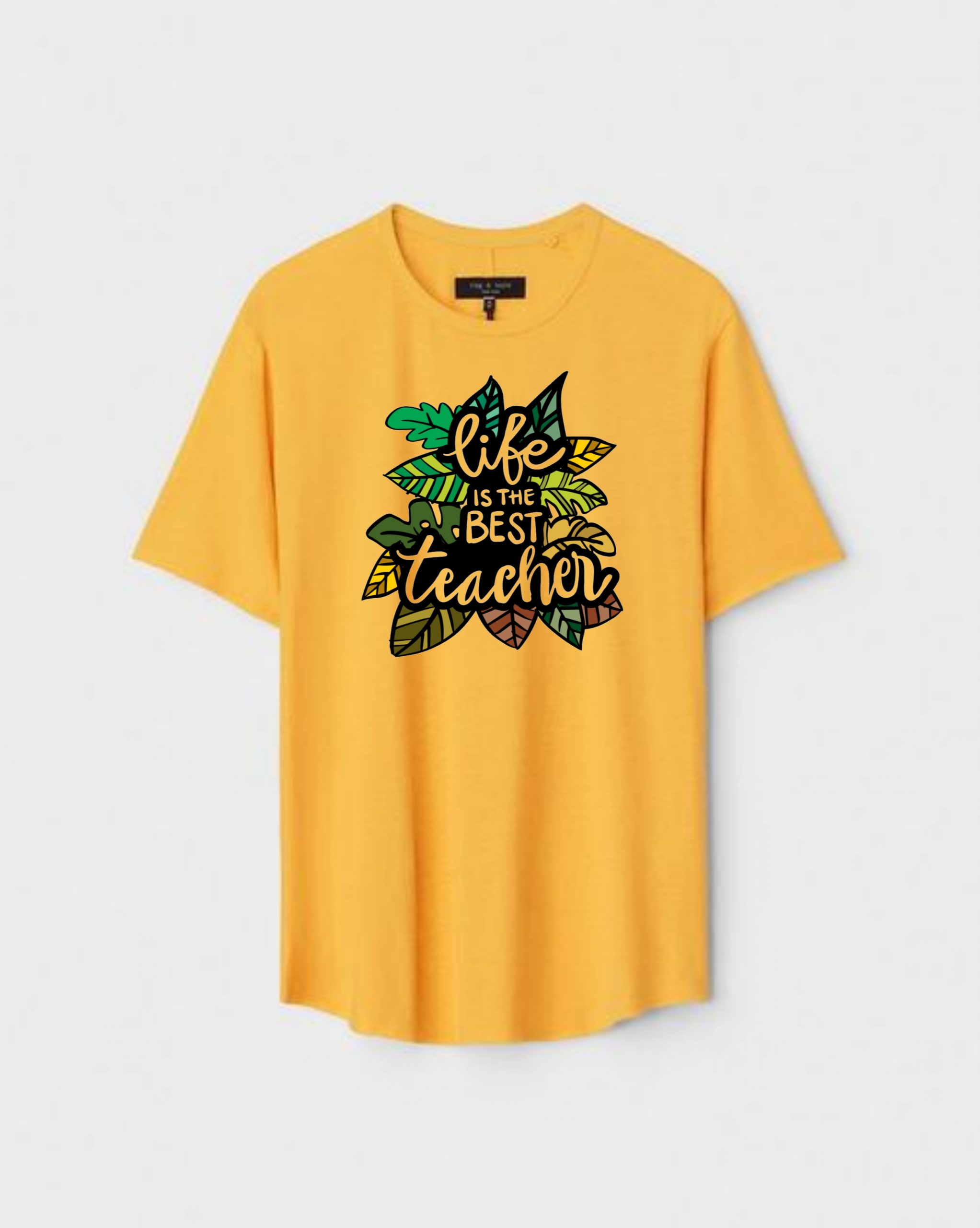 YLW-CTN-N-002-scaled-1.jpg Yellow Unisex Polyster Regular Fit Printed Round Neck T-Shirt - Image 1