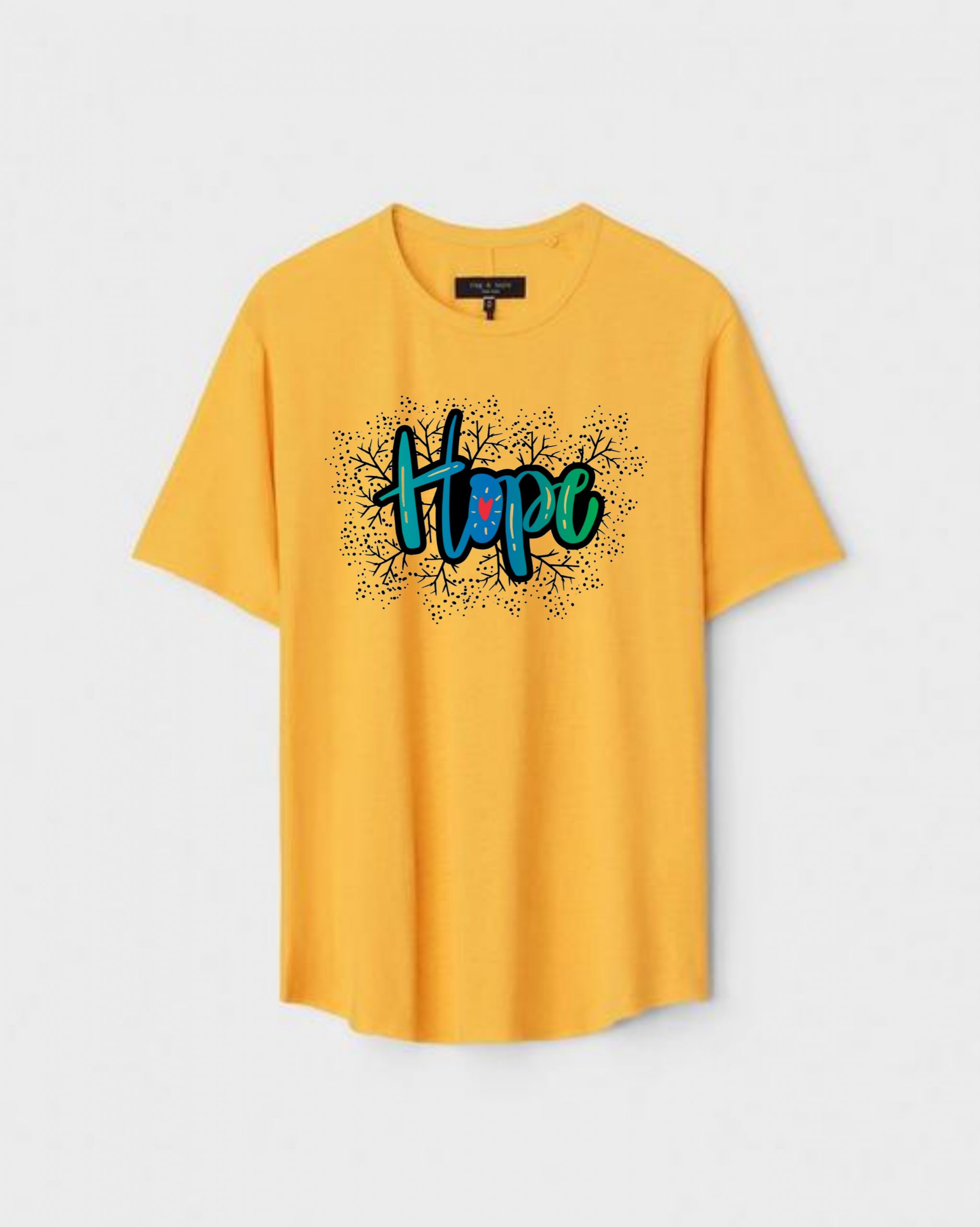 YLW-CTN-N-004-scaled-1.jpg Yellow Unisex DOT KNIT Regular Fit Printed Round Neck T-Shirt - Image 1