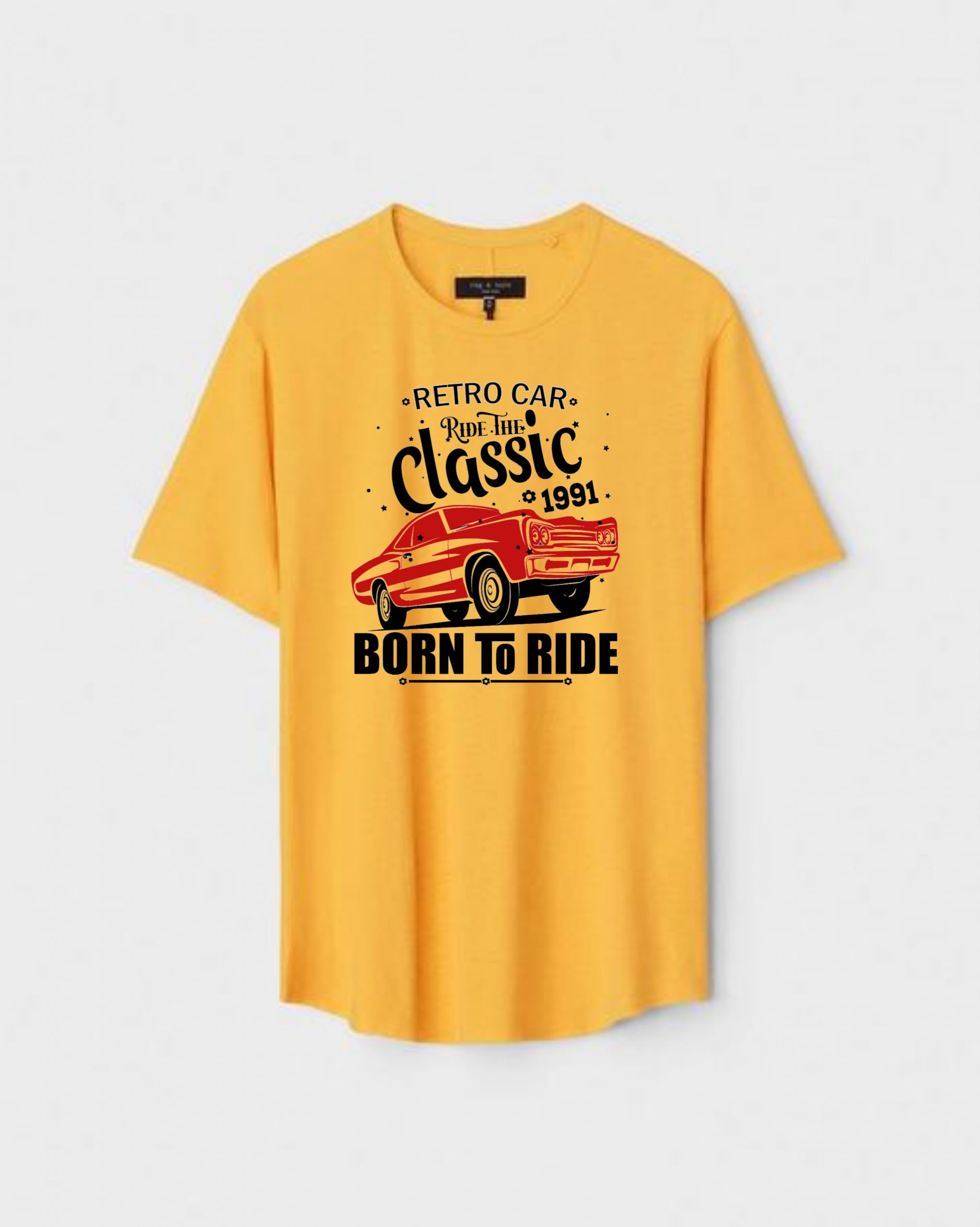 YLW-CTN-N-006-scaled-1.jpg Yellow Unisex Polyster Regular Fit Printed Round Neck T-Shirt - Image 1