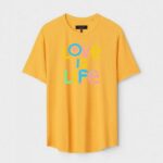 Yellow Unisex DOT KNIT Regular Fit Printed Round Neck T-Shirt