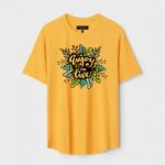 Yellow Unisex Polyster Regular Fit Printed Round Neck T-Shirt