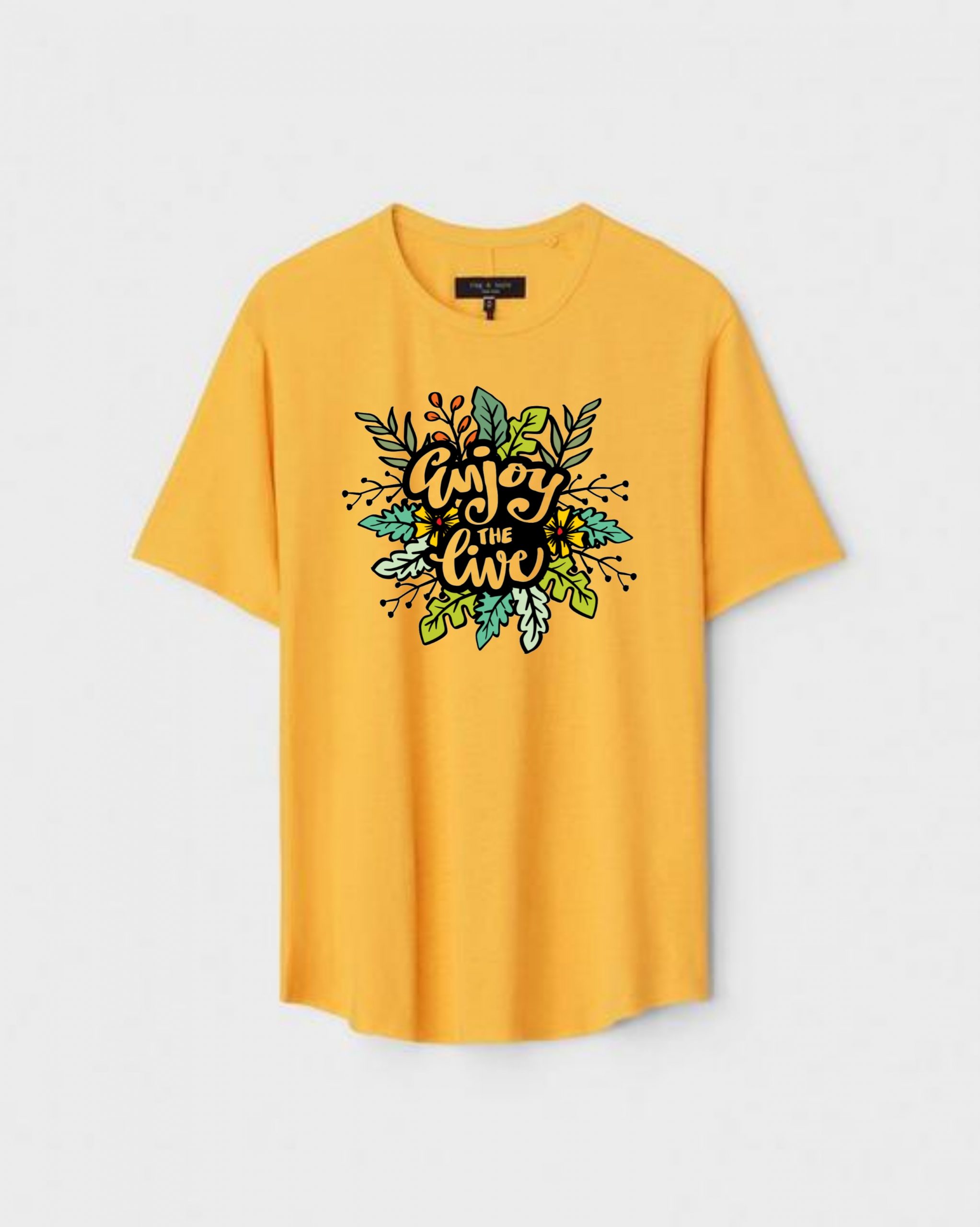 YLW-CTN-O-005-scaled-1.jpg Yellow Unisex DOT KNIT Regular Fit Printed Round Neck T-Shirt - Image 1