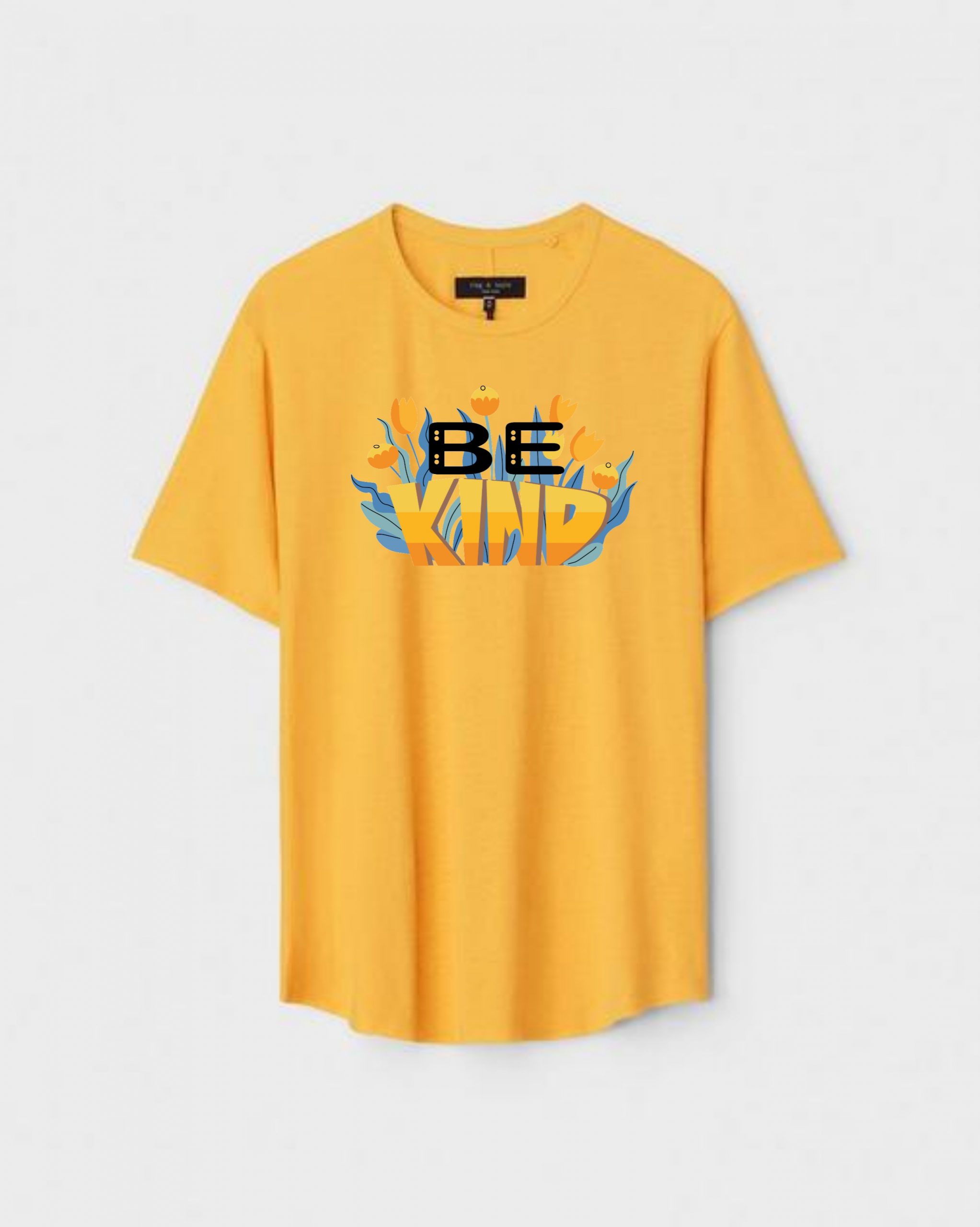 YLW-CTN-O-006-scaled-1.jpg Yellow Unisex DOT KNIT Regular Fit Printed Round Neck T-Shirt - Image 1