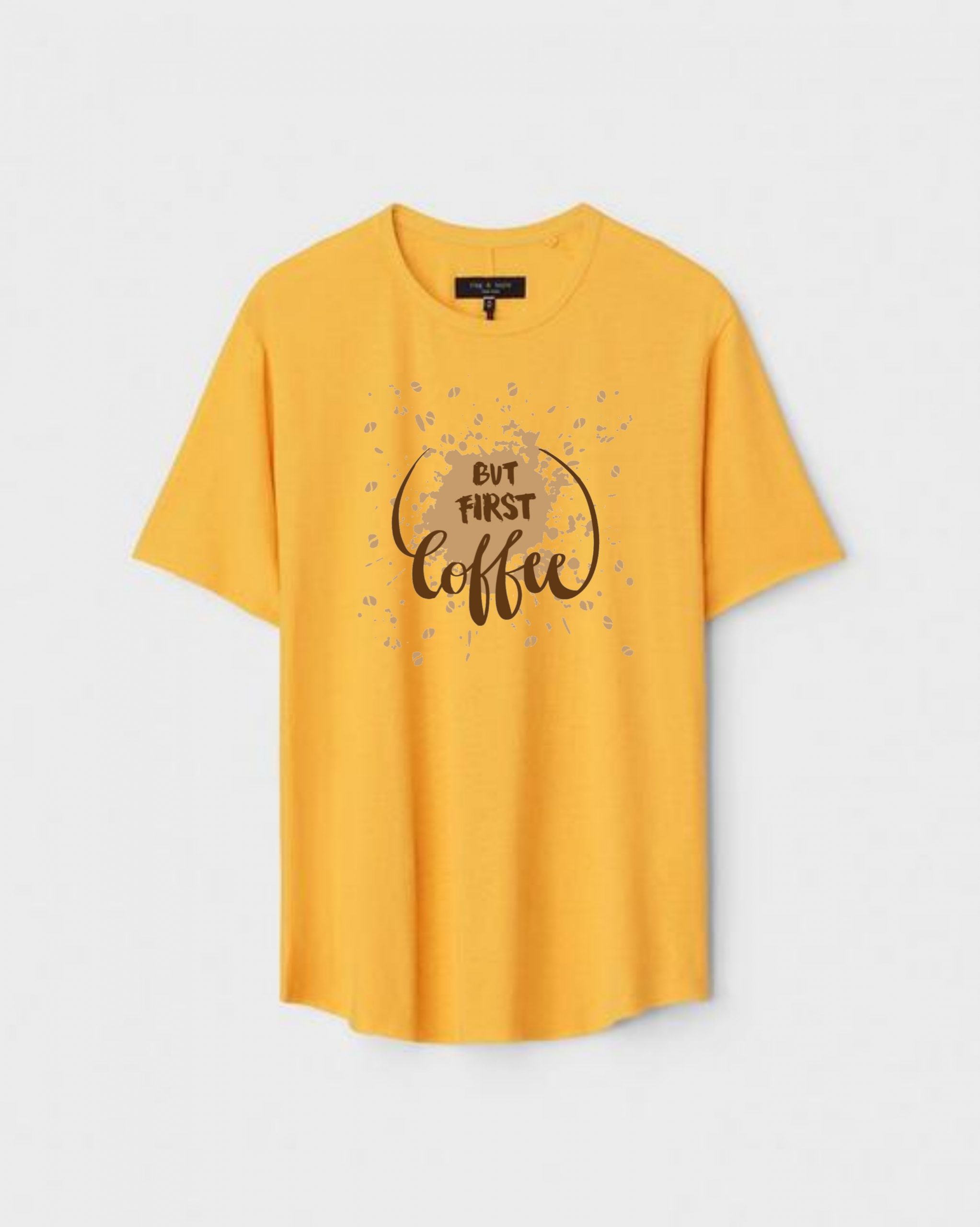 YLW-CTN-O-008-scaled-1.jpg Yellow Unisex DOT KNIT Regular Fit Printed Round Neck T-Shirt - Image 1