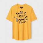 Yellow Unisex Polyster Regular Fit Printed Round Neck T-Shirt