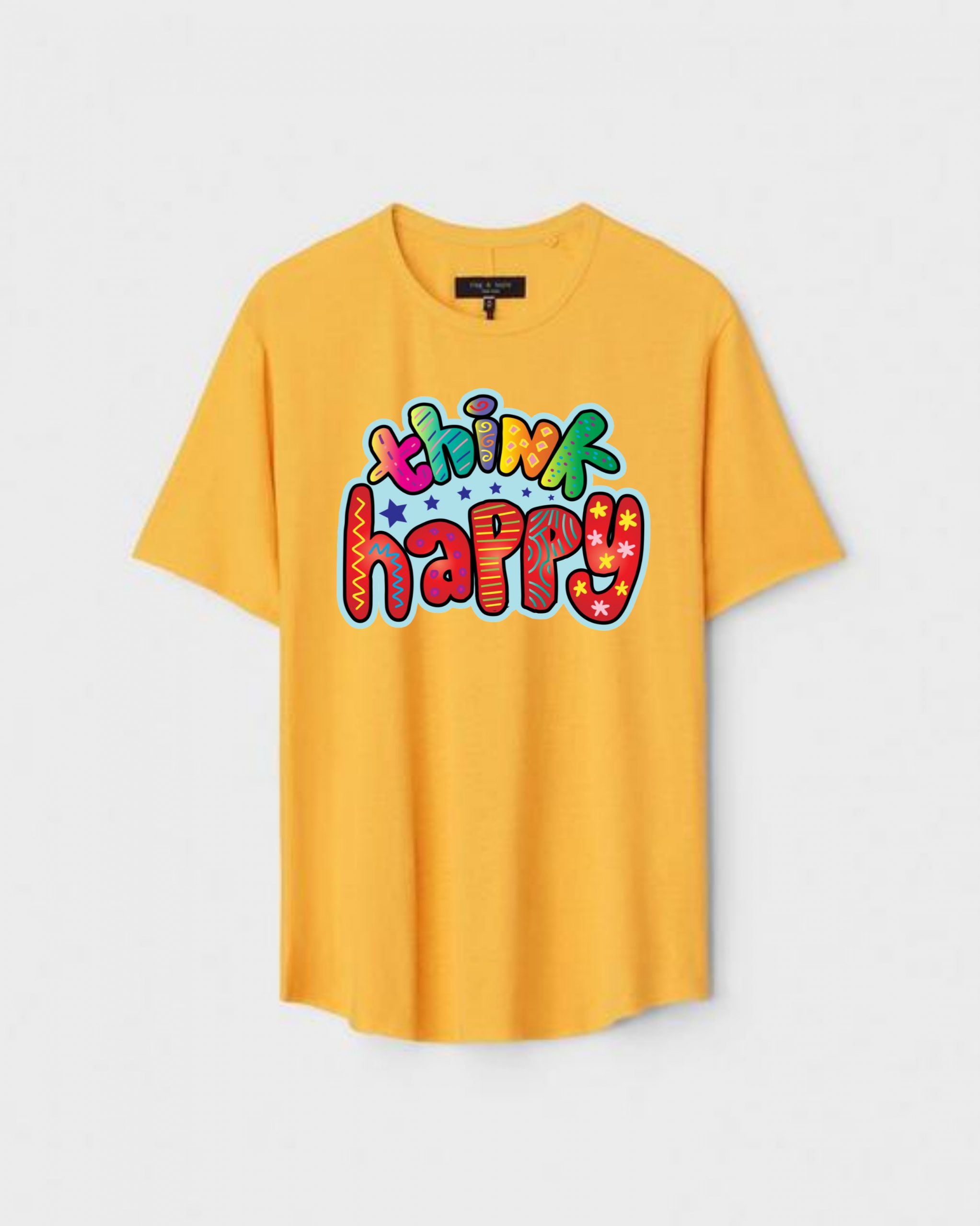 YLW-CTN-P-004-scaled-1.jpg Yellow Unisex Cotton Regular Fit Printed Round Neck T-Shirt - Image 1