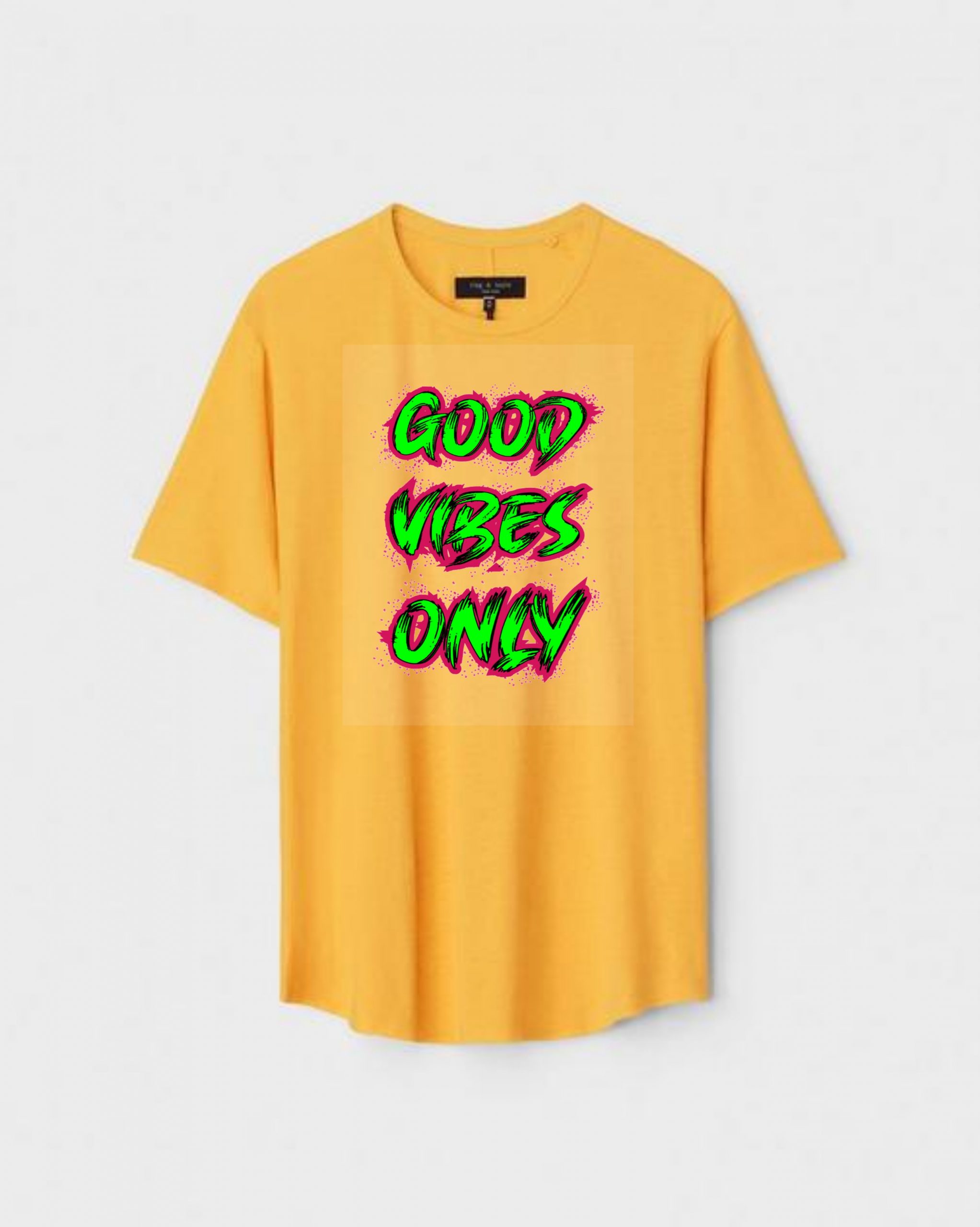 YLW-CTN-P-005-scaled-1.jpg Yellow Unisex Cotton Regular Fit Printed Round Neck T-Shirt - Image 1