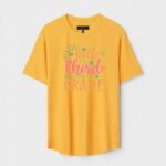 Yellow Unisex DOT KNIT Regular Fit Printed Round Neck T-Shirt