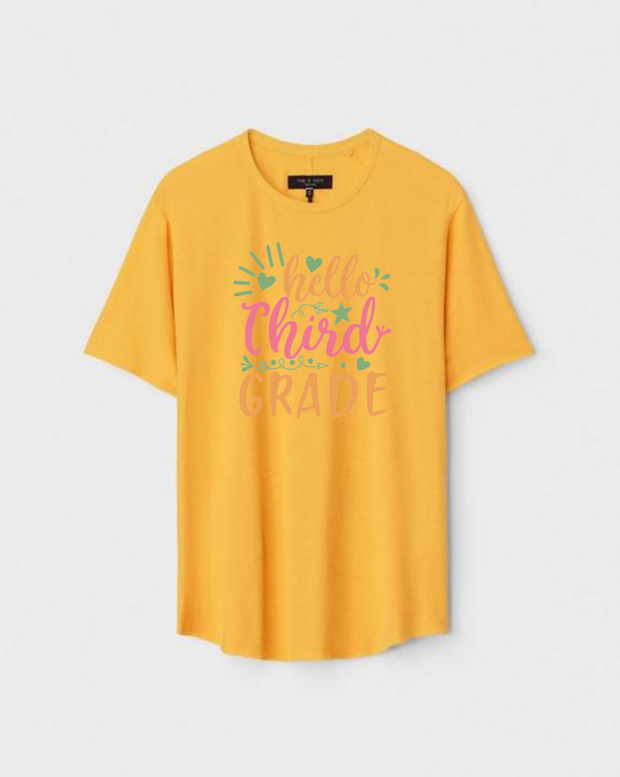 YLW-CTN-P-007-scaled-1.jpg Yellow Unisex Cotton Regular Fit Printed Round Neck T-Shirt - Image 1
