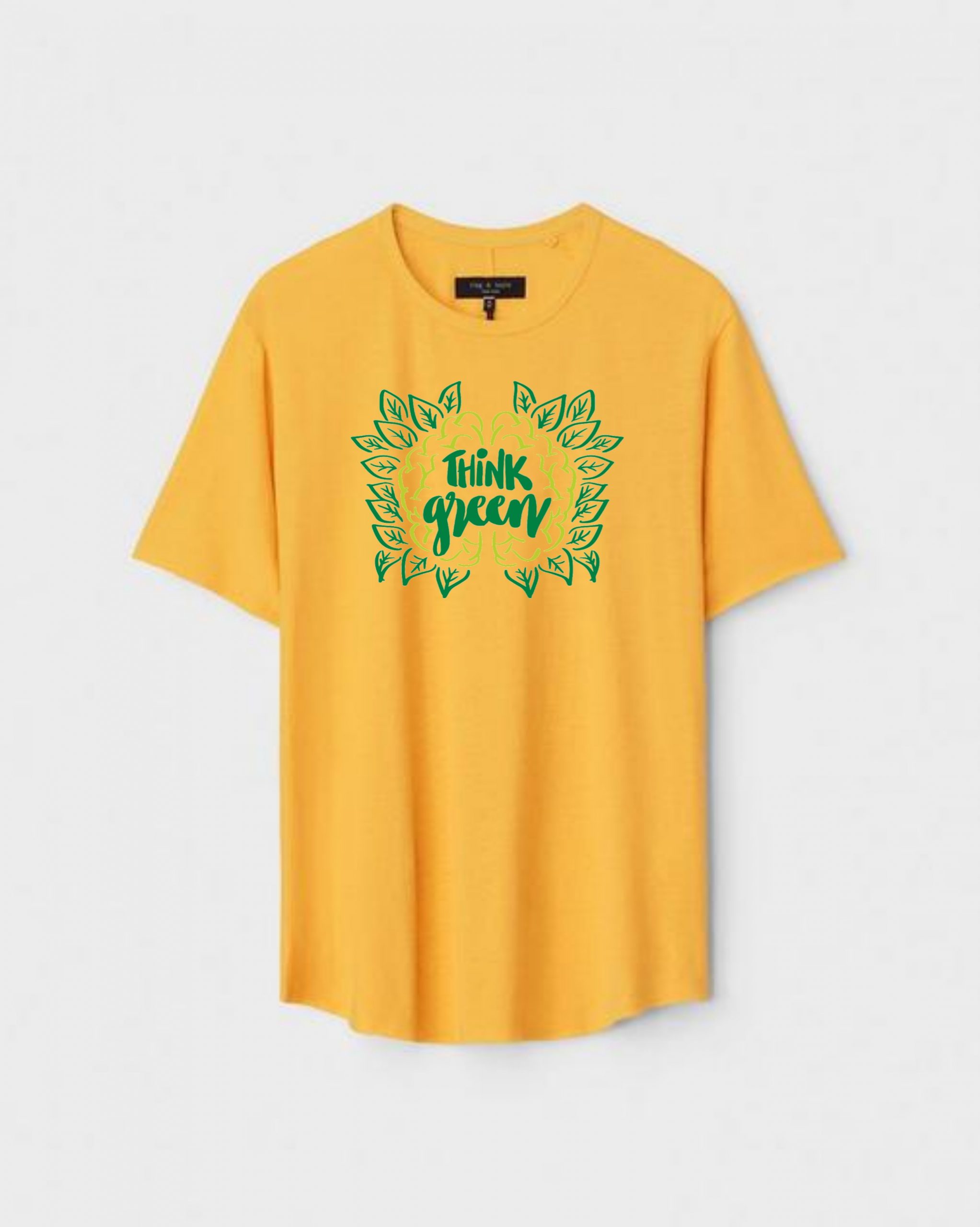 YLW-CTN-Q-004-scaled-1.jpg Yellow Unisex DOT KNIT Regular Fit Printed Round Neck T-Shirt - Image 1
