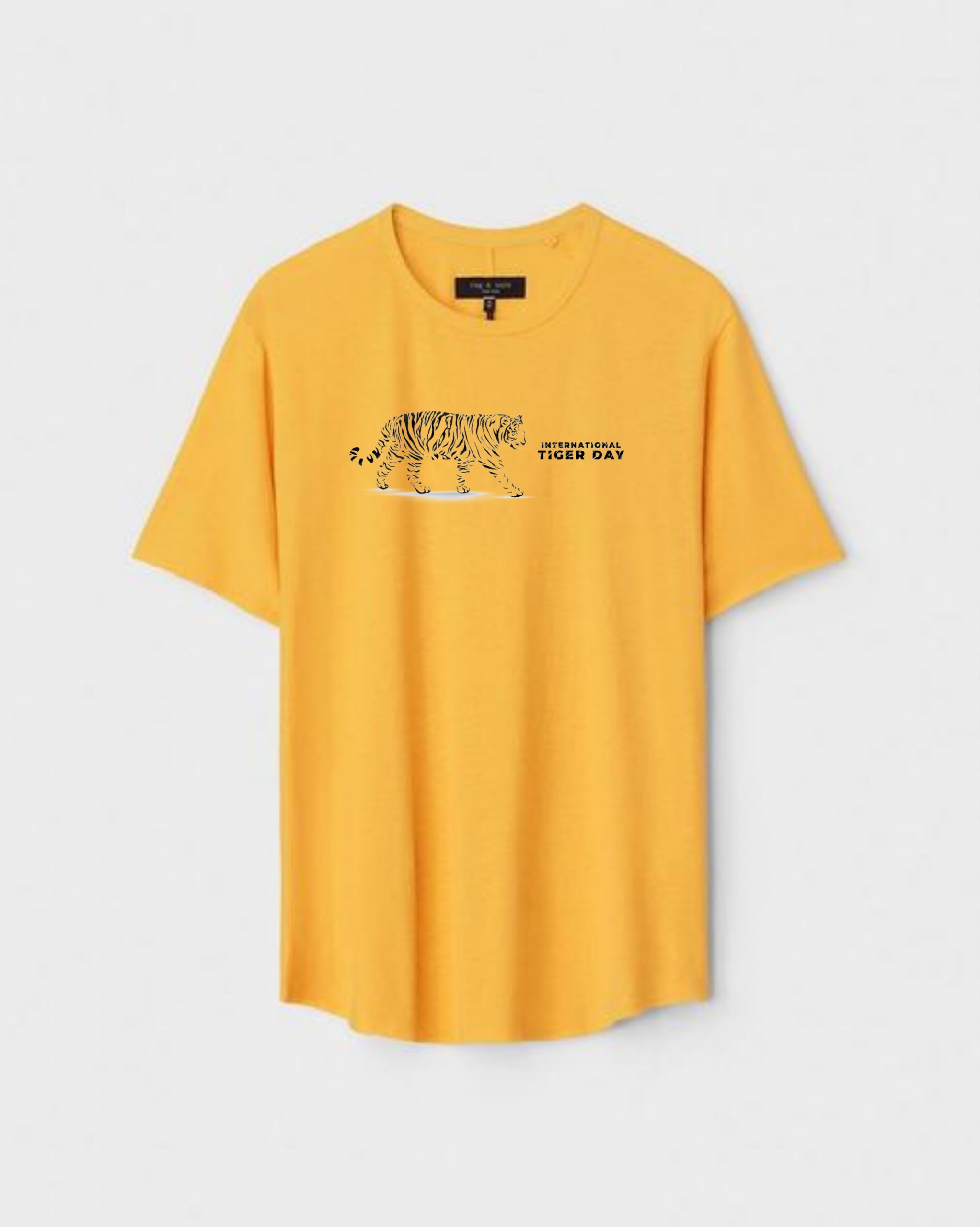 YLW-CTN-Q-005-scaled-1.jpg Yellow Unisex Cotton Regular Fit Printed Round Neck T-Shirt - Image 1