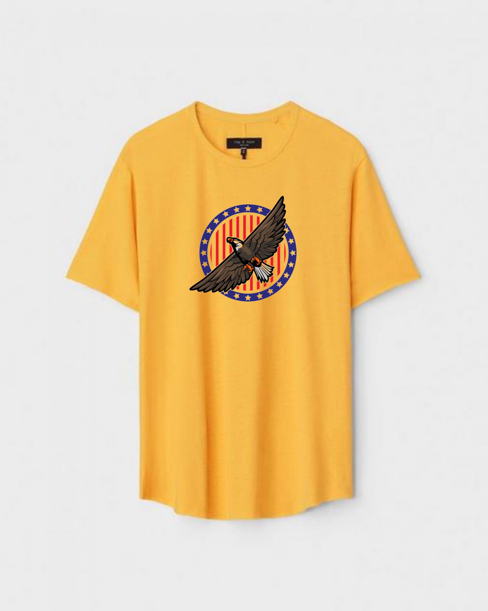 YLW-CTN-Q-008-scaled-1.jpg Yellow Unisex Cotton Regular Fit Printed Round Neck T-Shirt - Image 1