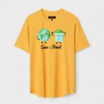 Yellow Unisex DOT KNIT Regular Fit Printed Round Neck T-Shirt