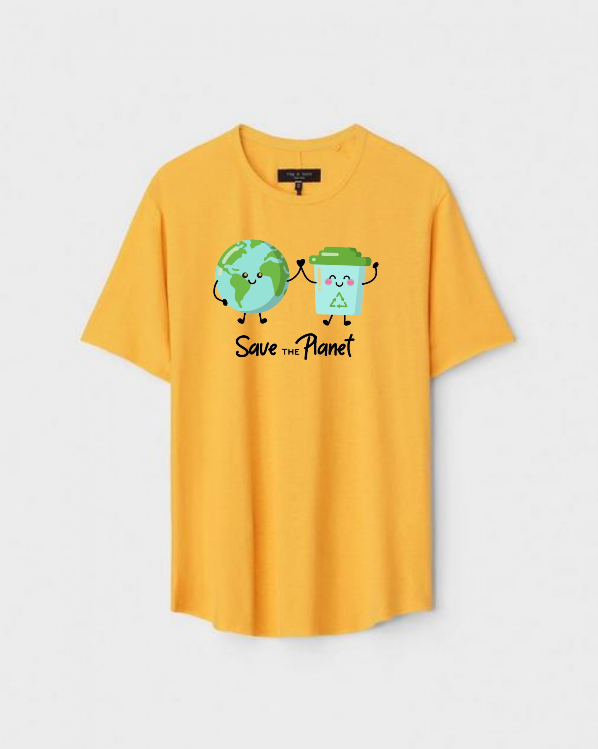YLW-CTN-R-001-scaled-1.jpg Yellow Unisex DOT KNIT Regular Fit Printed Round Neck T-Shirt - Image 1
