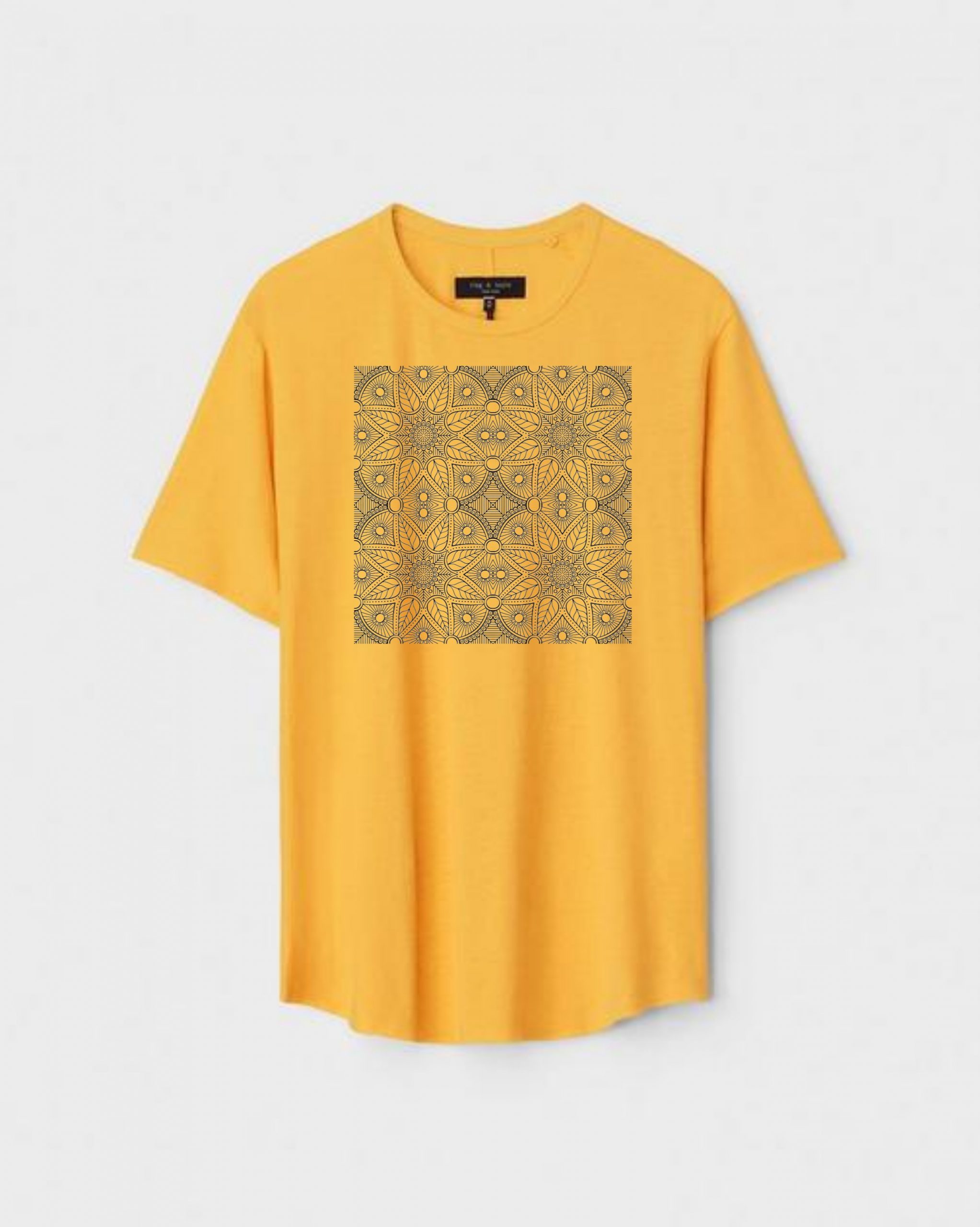 YLW-CTN-R-005-scaled-1.jpg Yellow Unisex Cotton Regular Fit Printed Round Neck T-Shirt - Image 1