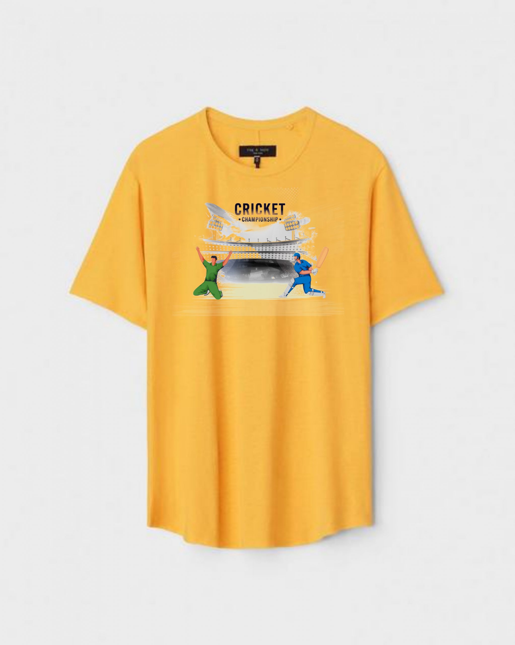 YLW-CTN-R-006-scaled-1.jpg Yellow Unisex Polyster Regular Fit Printed Round Neck T-Shirt - Image 1