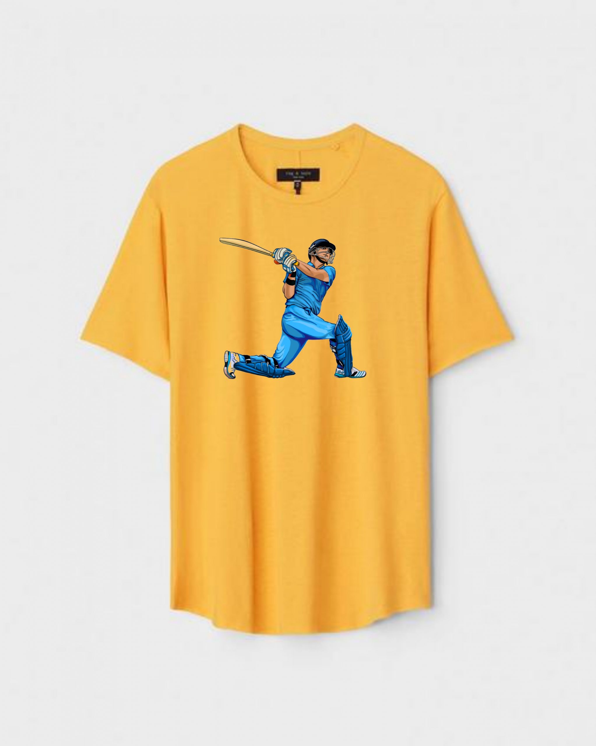 YLW-CTN-R-007-scaled-1.jpg Yellow Unisex Polyster Regular Fit Printed Round Neck T-Shirt - Image 1