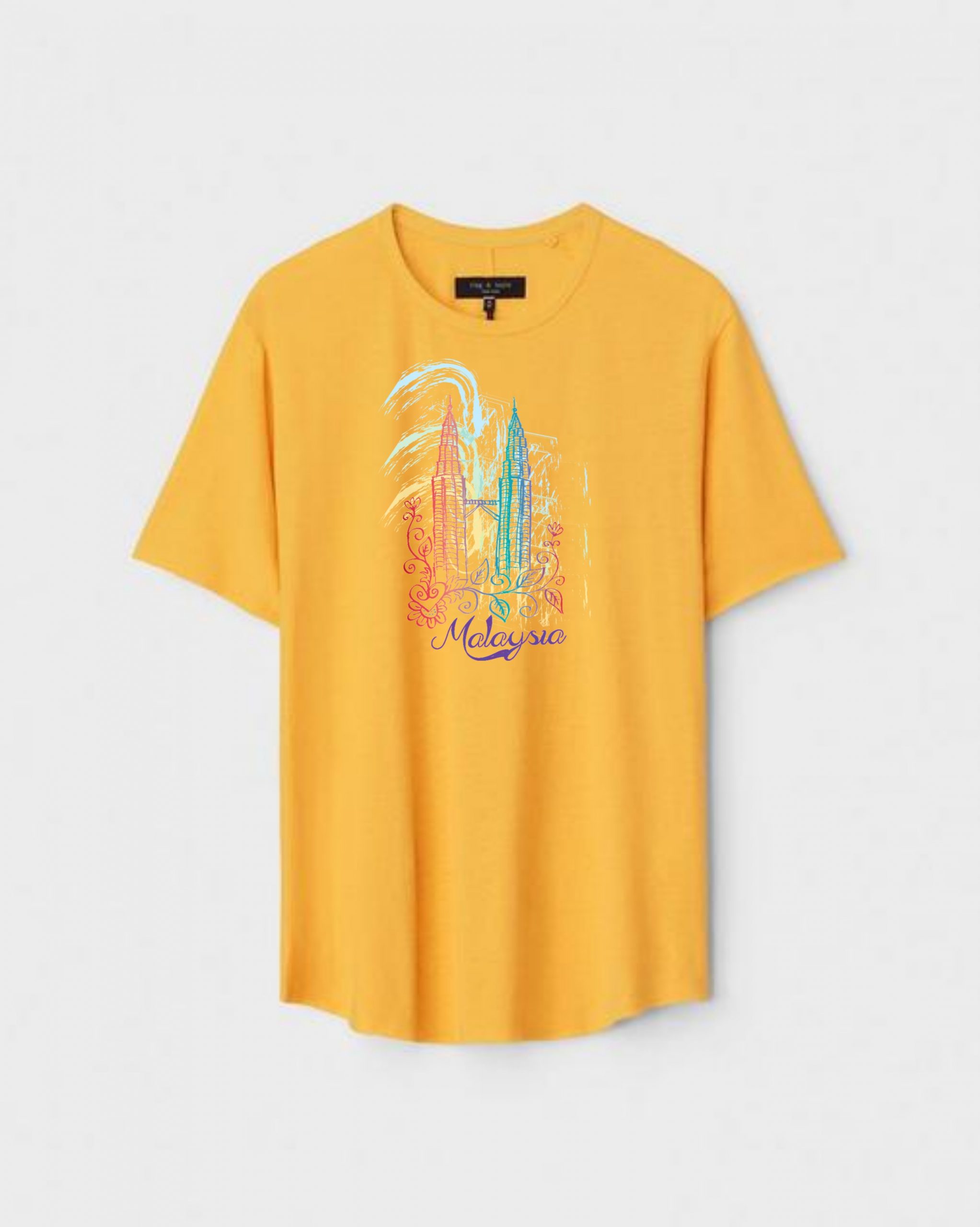 YLW-CTN-S-003-scaled-1.jpg Yellow Unisex DOT KNIT Regular Fit Printed Round Neck T-Shirt - Image 1