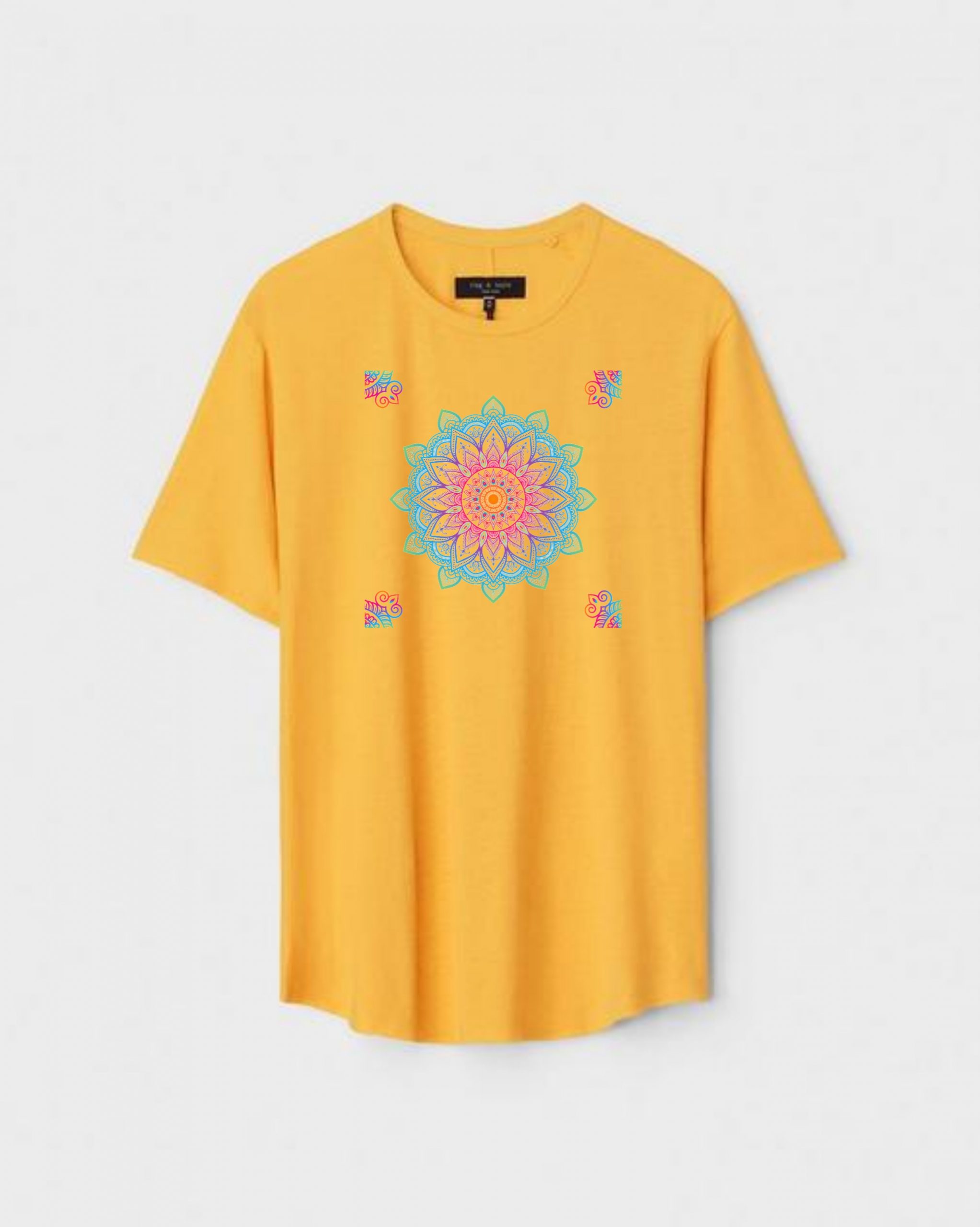 YLW-CTN-S-004-scaled-1.jpg Yellow Unisex DOT KNIT Regular Fit Printed Round Neck T-Shirt - Image 1