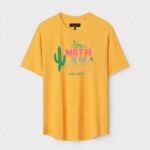Yellow Unisex DOT KNIT Regular Fit Printed Round Neck T-Shirt