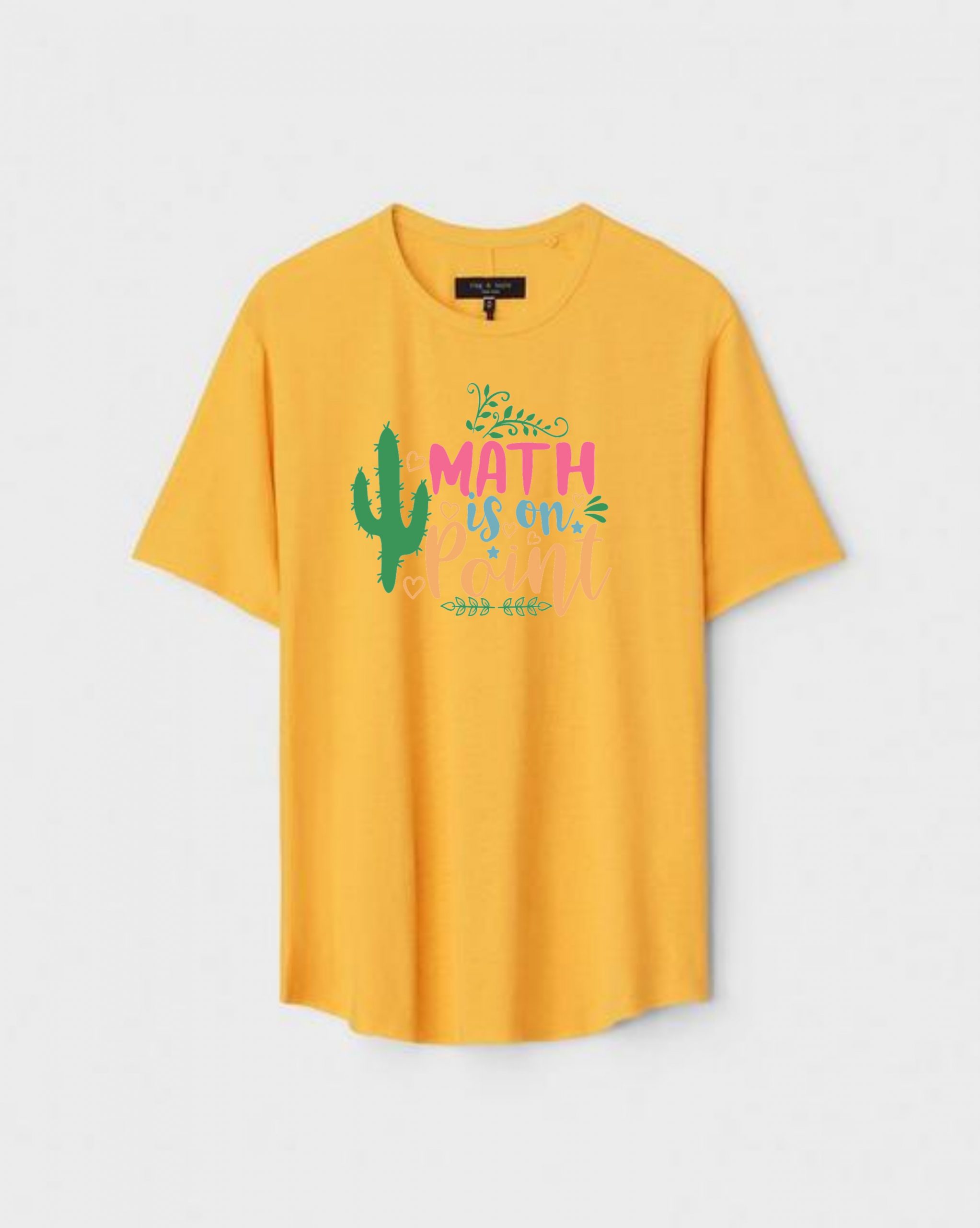 YLW-CTN-S-005-scaled-1.jpg Yellow Unisex DOT KNIT Regular Fit Printed Round Neck T-Shirt - Image 1