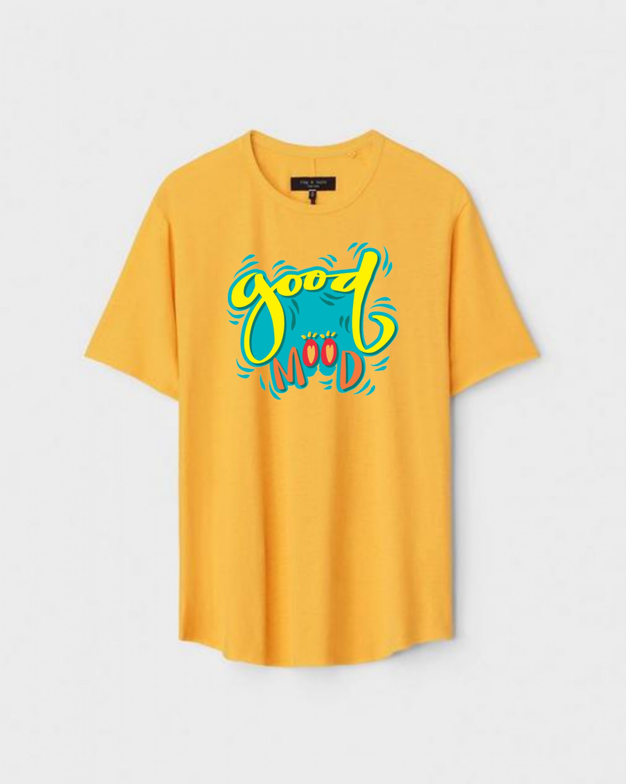 YLW-CTN-S-006-scaled-1.jpg Yellow Unisex DOT KNIT Regular Fit Printed Round Neck T-Shirt - Image 1