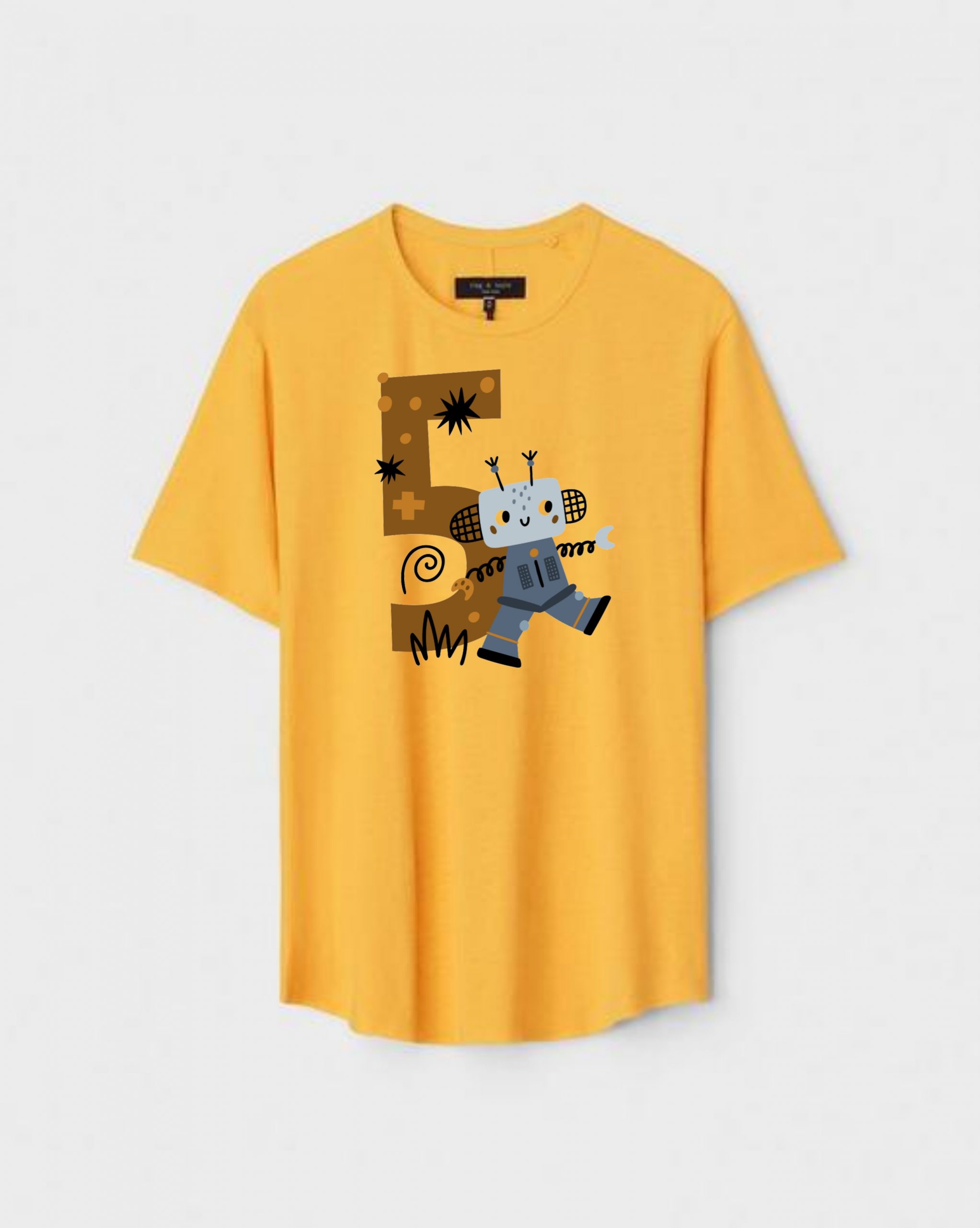 YLW-CTN-S-009-scaled-1.jpg Yellow Unisex Polyster Regular Fit Printed Round Neck T-Shirt - Image 1