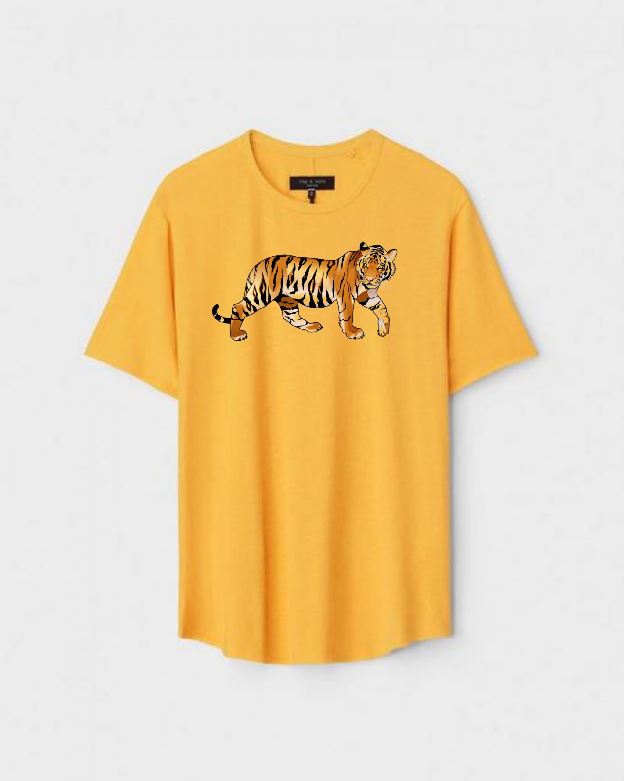 YLW-CTN-T-004-scaled-1.jpg Yellow Unisex DOT KNIT Regular Fit Printed Round Neck T-Shirt - Image 1